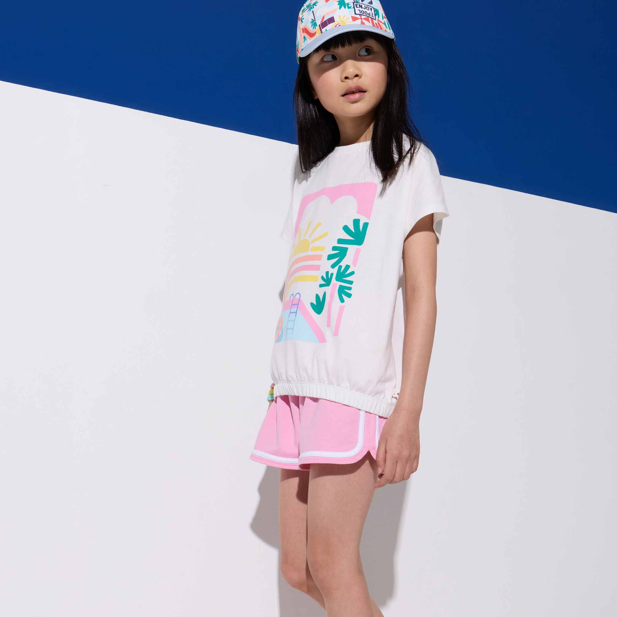 Short molleton léger rose fille - Rose malabar