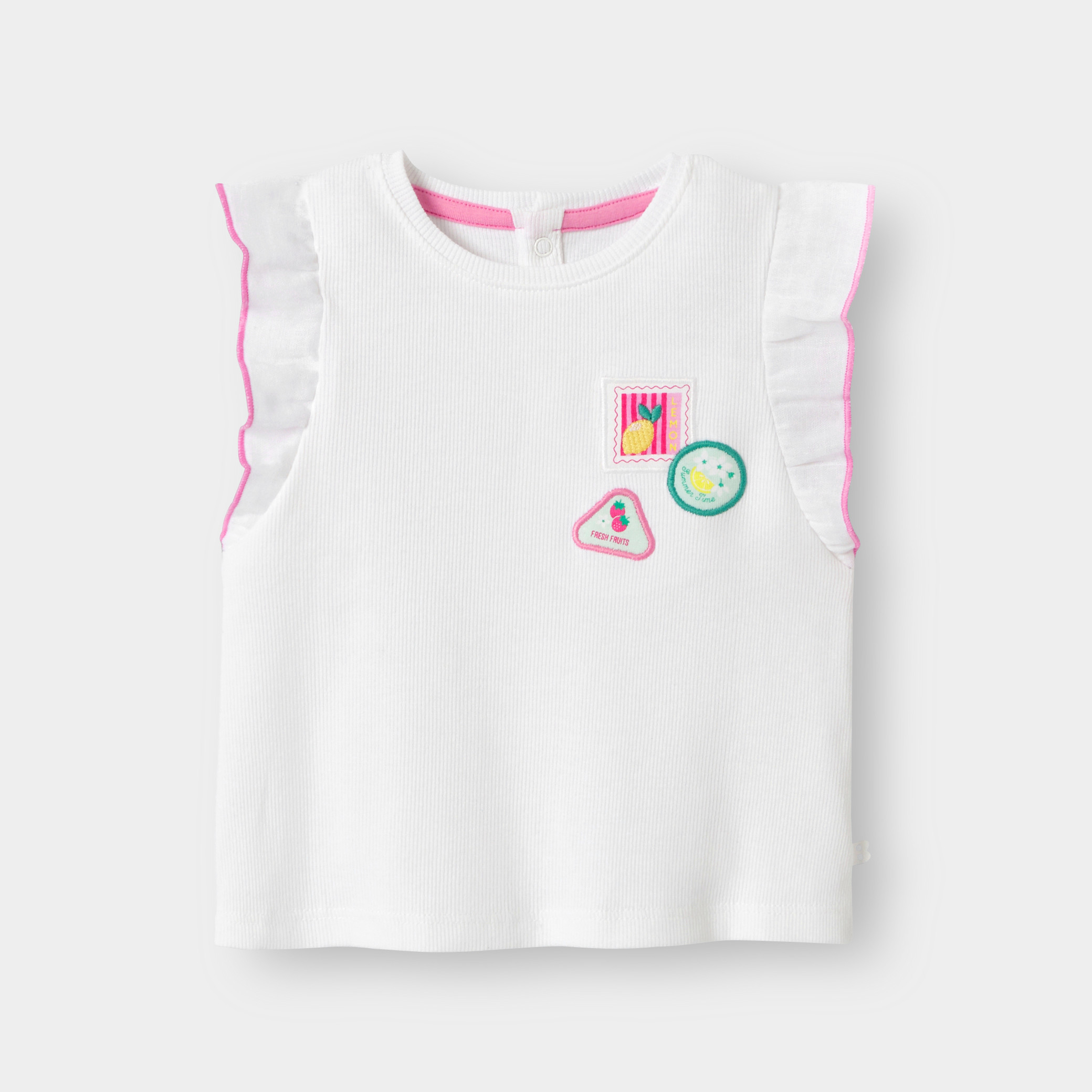 T-shirt blanc à motif bébé fille - Rose Tres Fonce