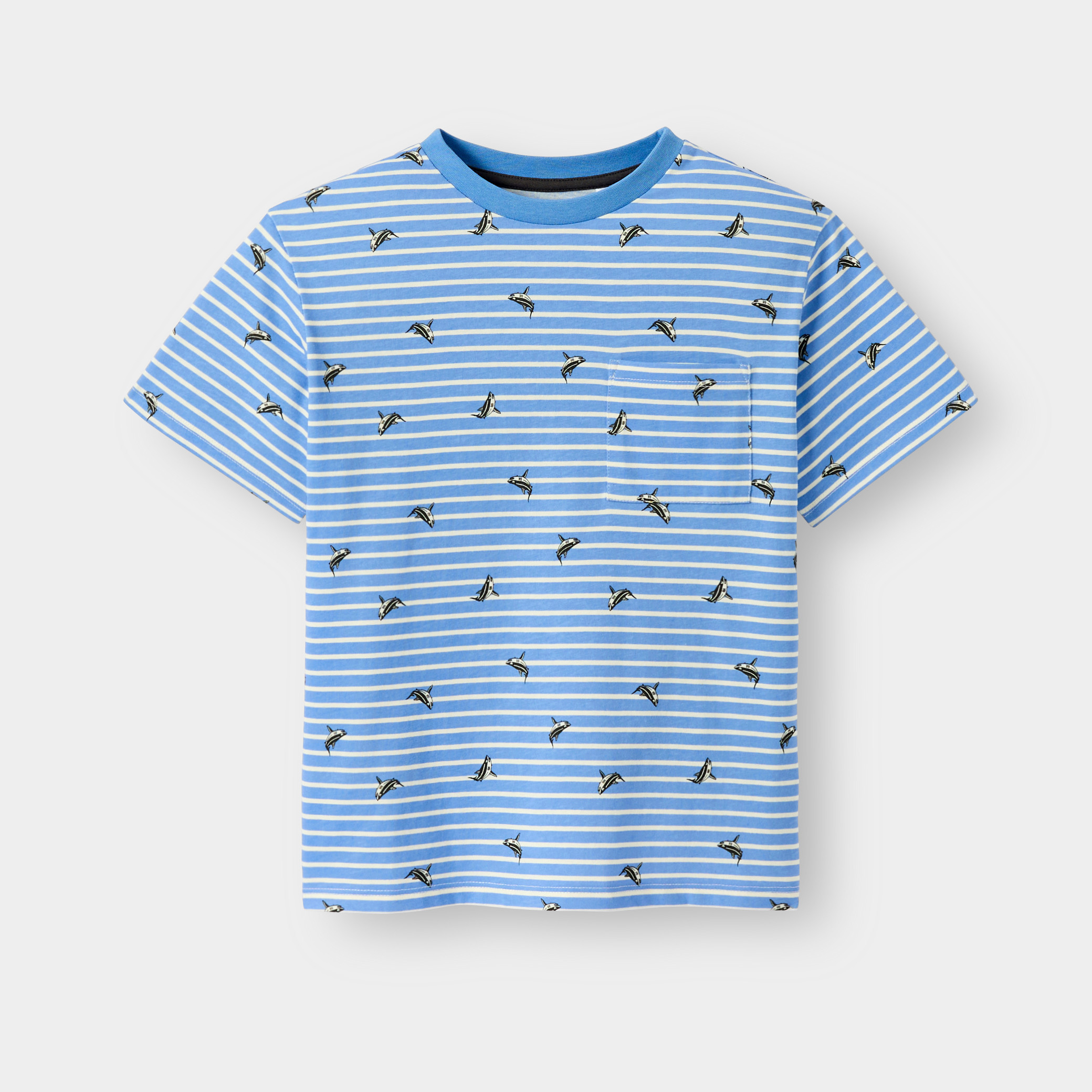 T-shirt rouge à rayures manches courtes garçon - Rayures bleu