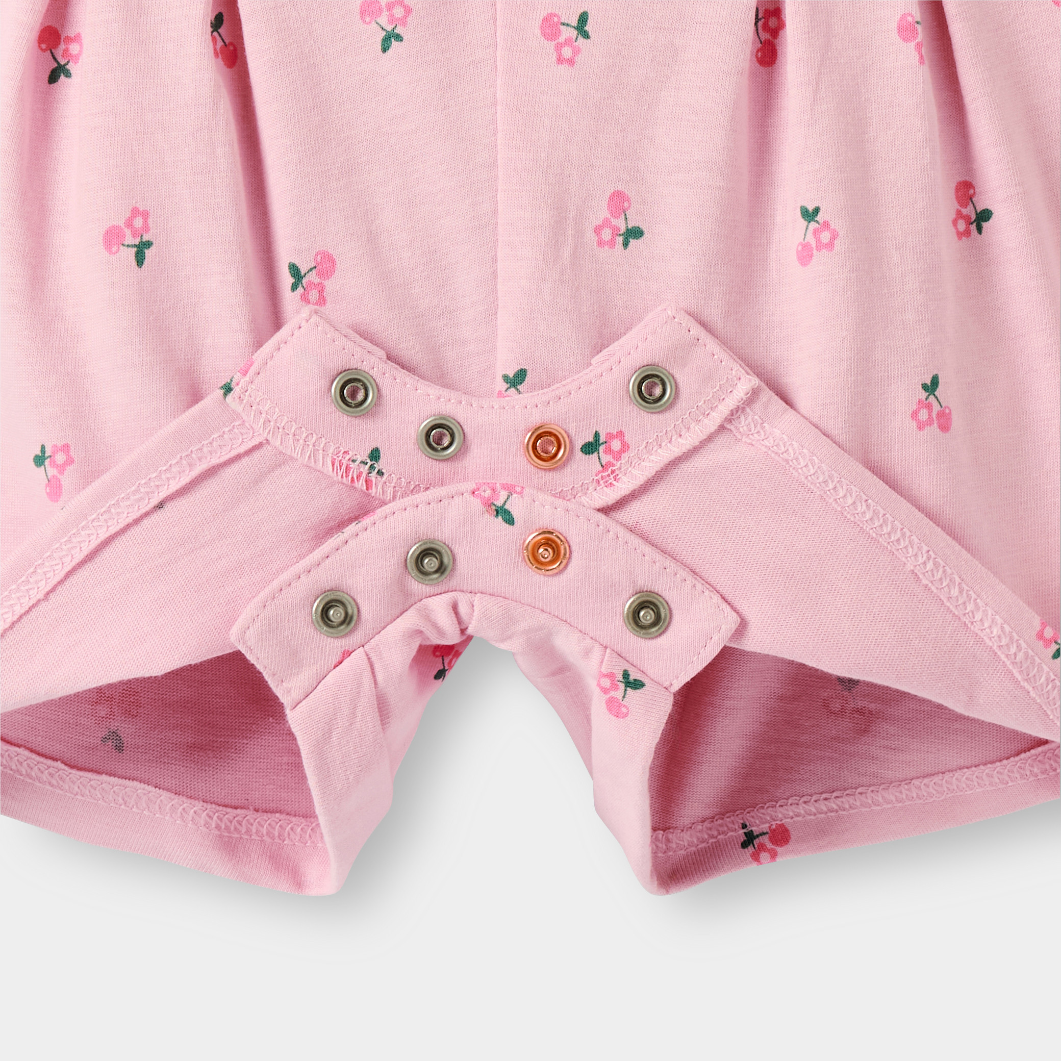 Combishort jaune fleuri fille - Imprimé rose