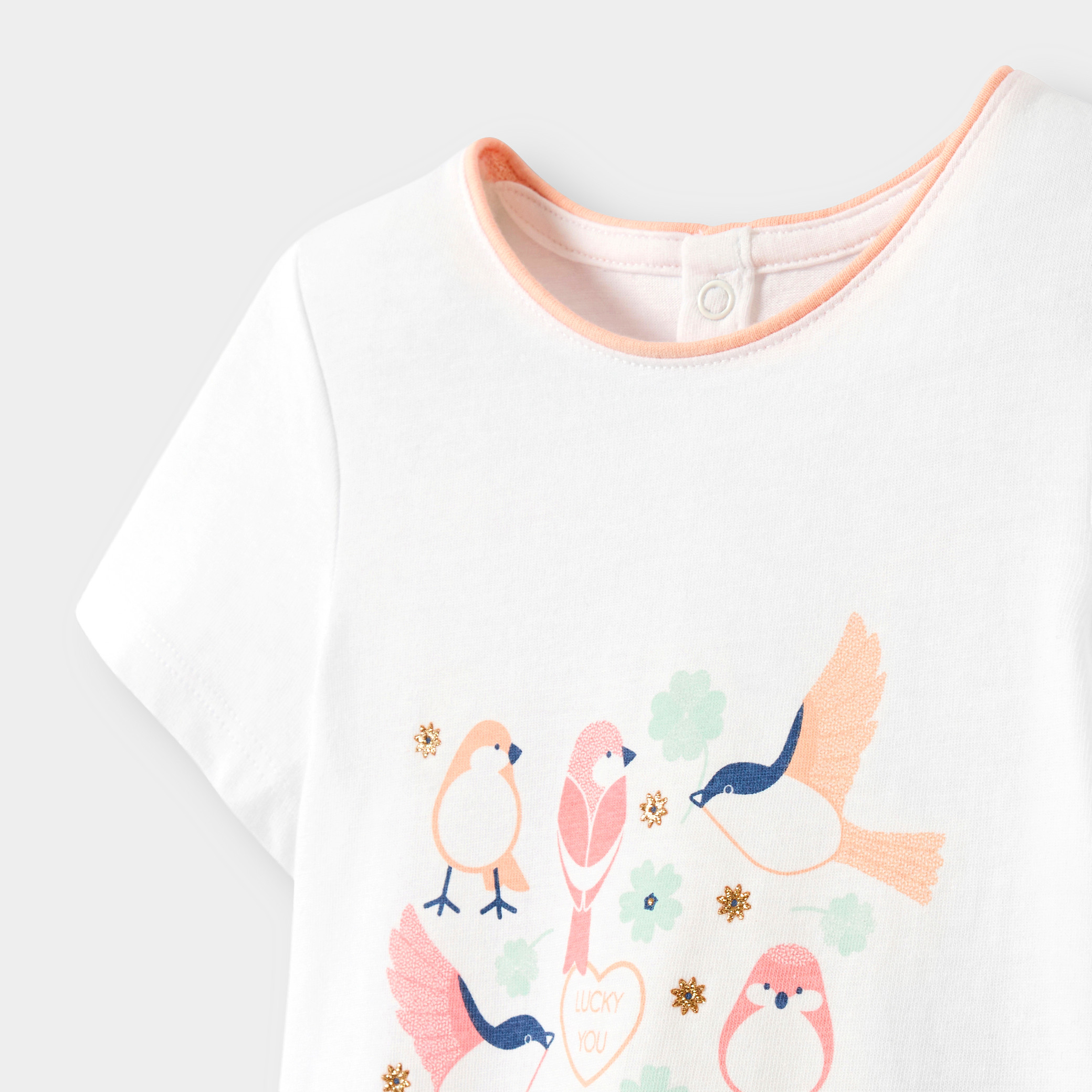 T-shirt blanc motif coloré bébé fille - Bleu clair
