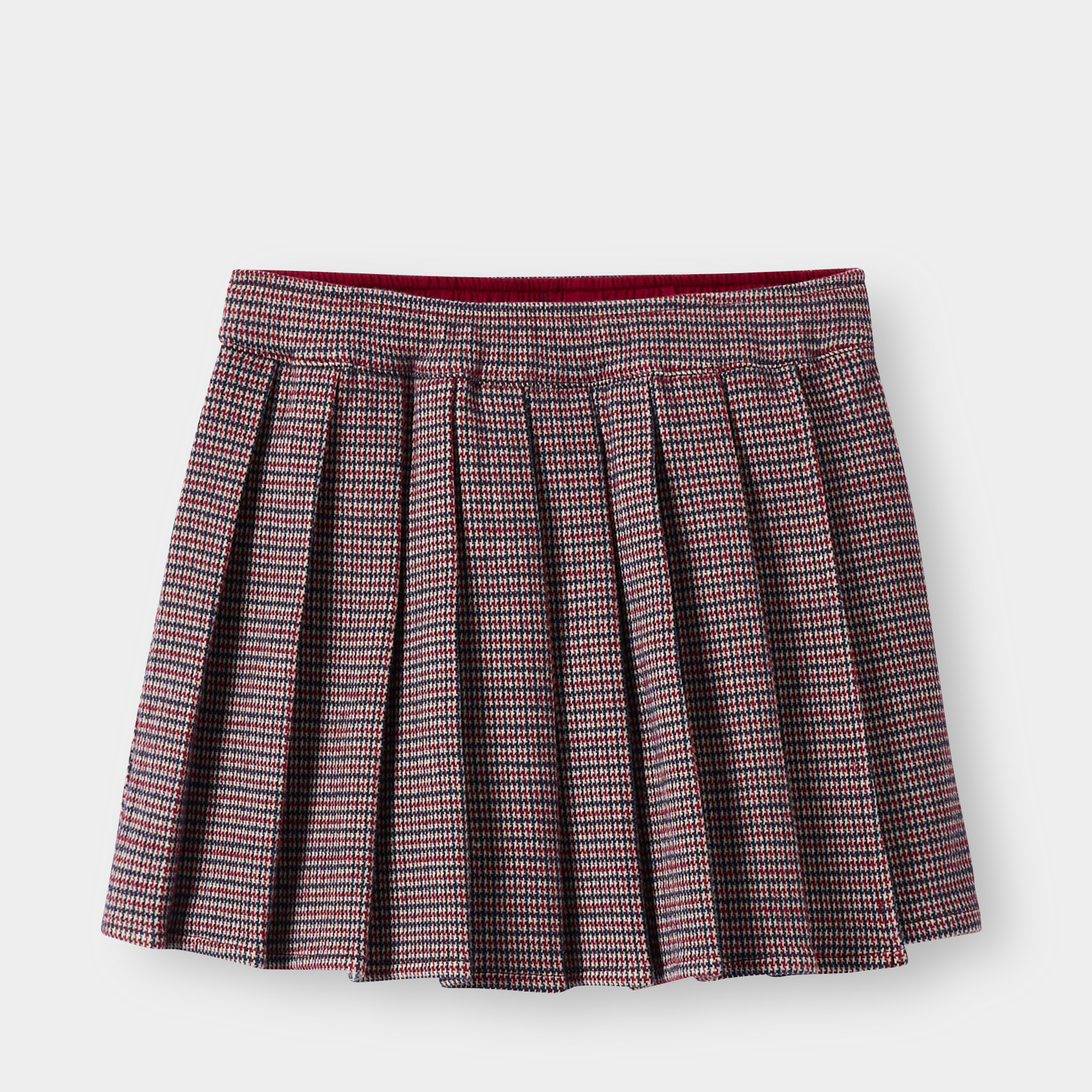 Jupe short plissée motif pied-de-poule fille - Imprimé gris