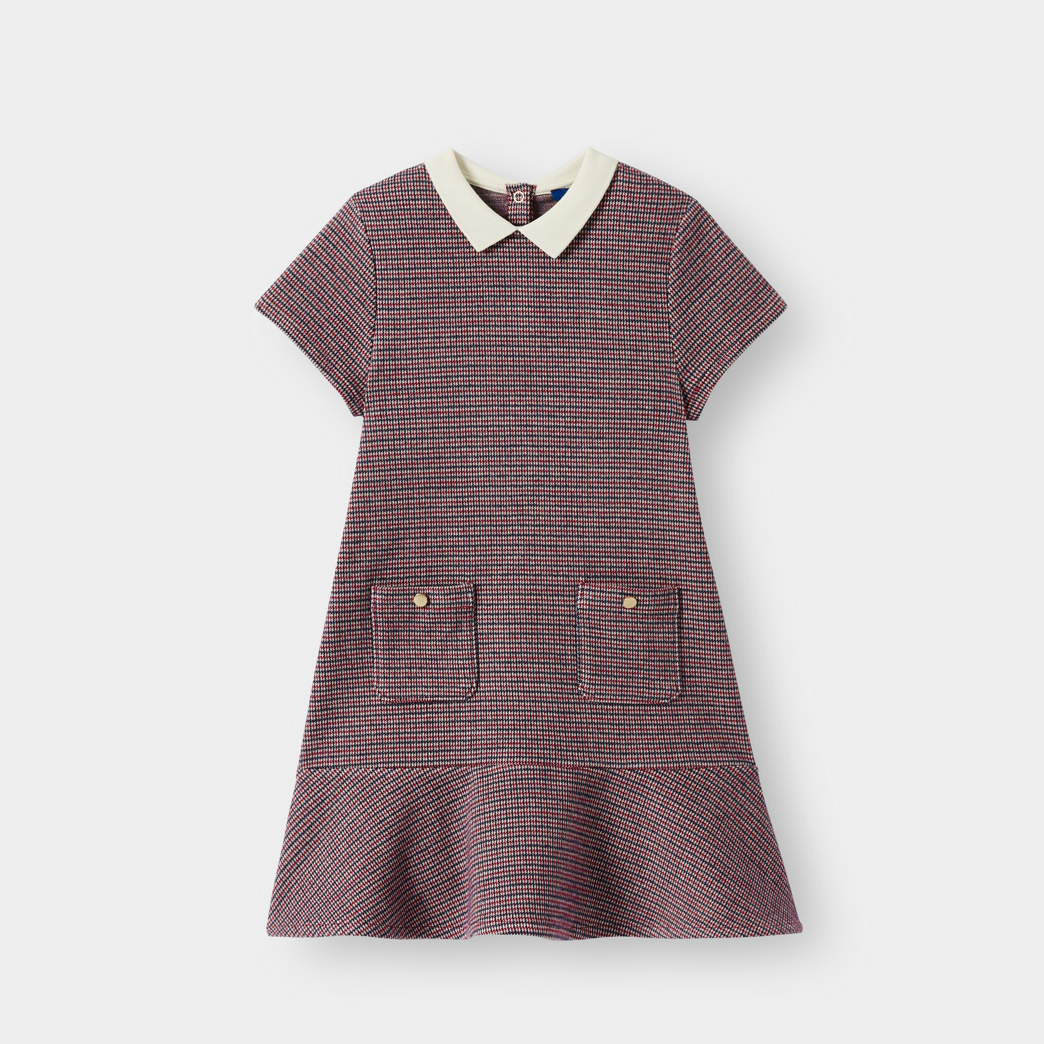 Robe pied-de-poule fille - Carreaux gris