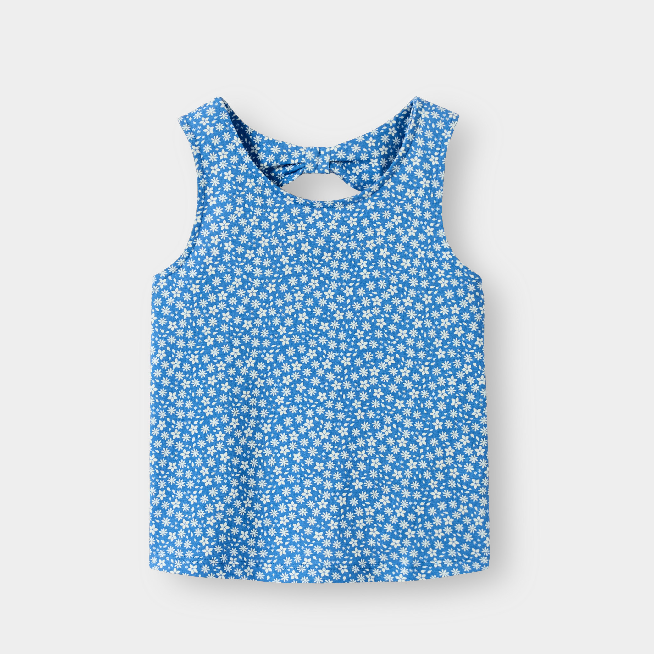 Débardeur jersey fleuri rose fille - Imprimé bleu