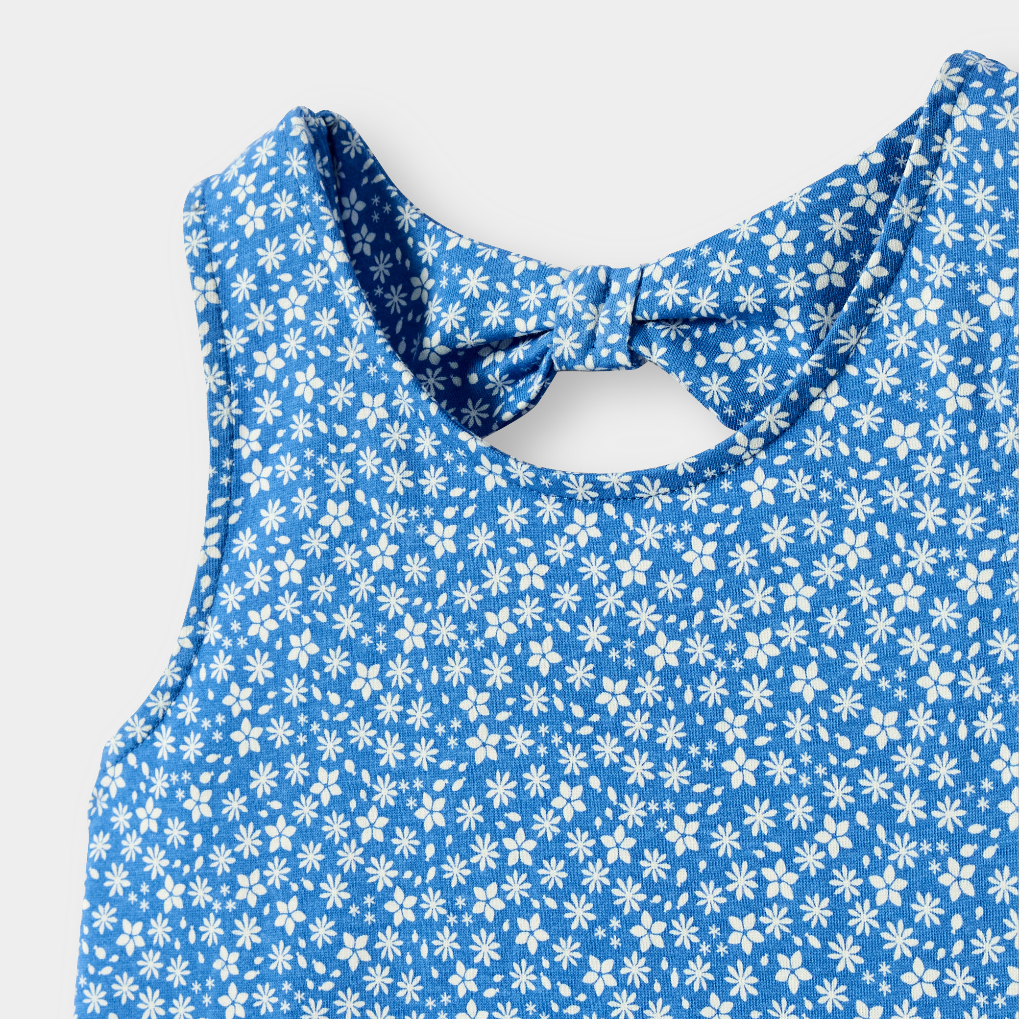 Débardeur jersey fleuri rose fille - Imprimé bleu