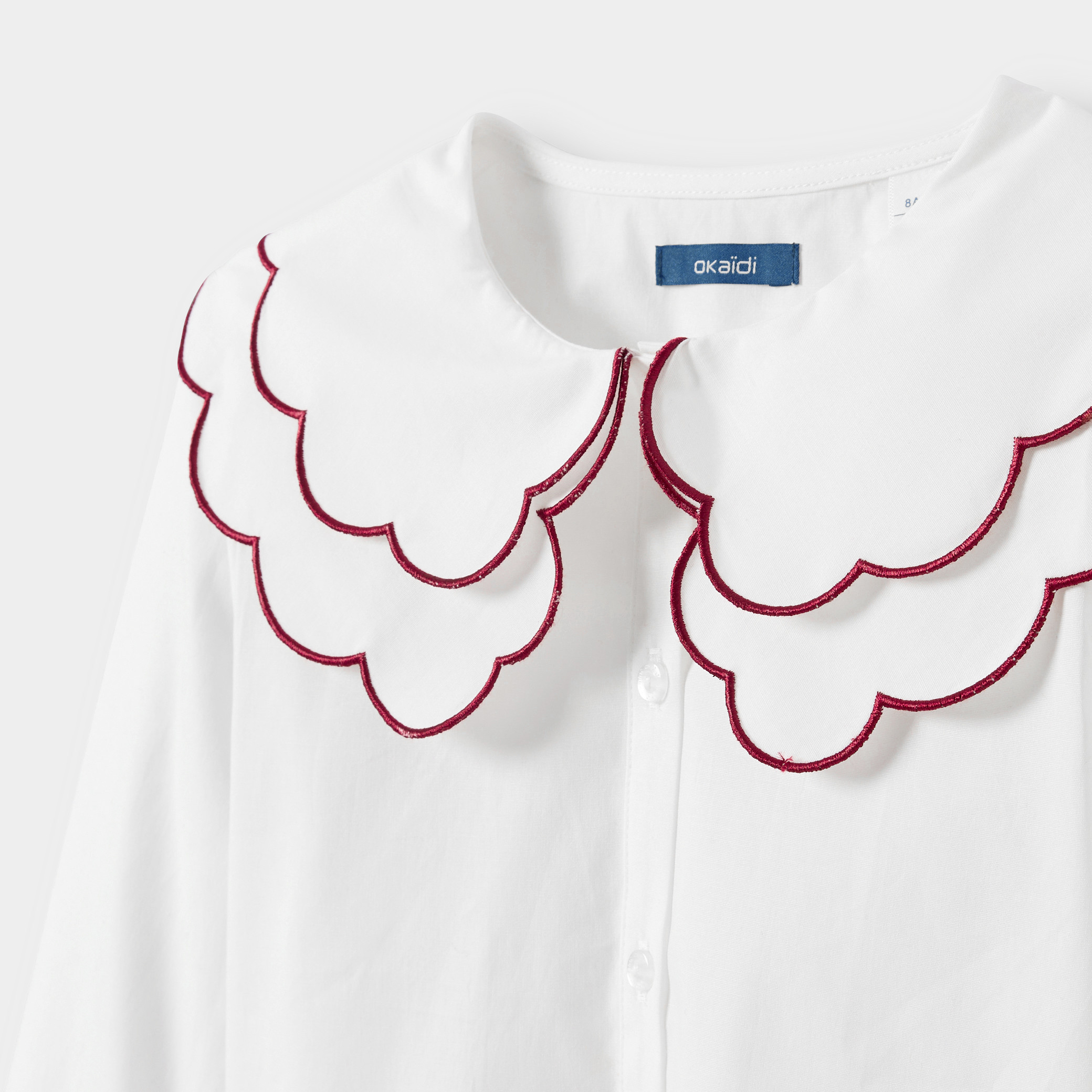 Chemisier popeline large col blanc fille - Blanc
