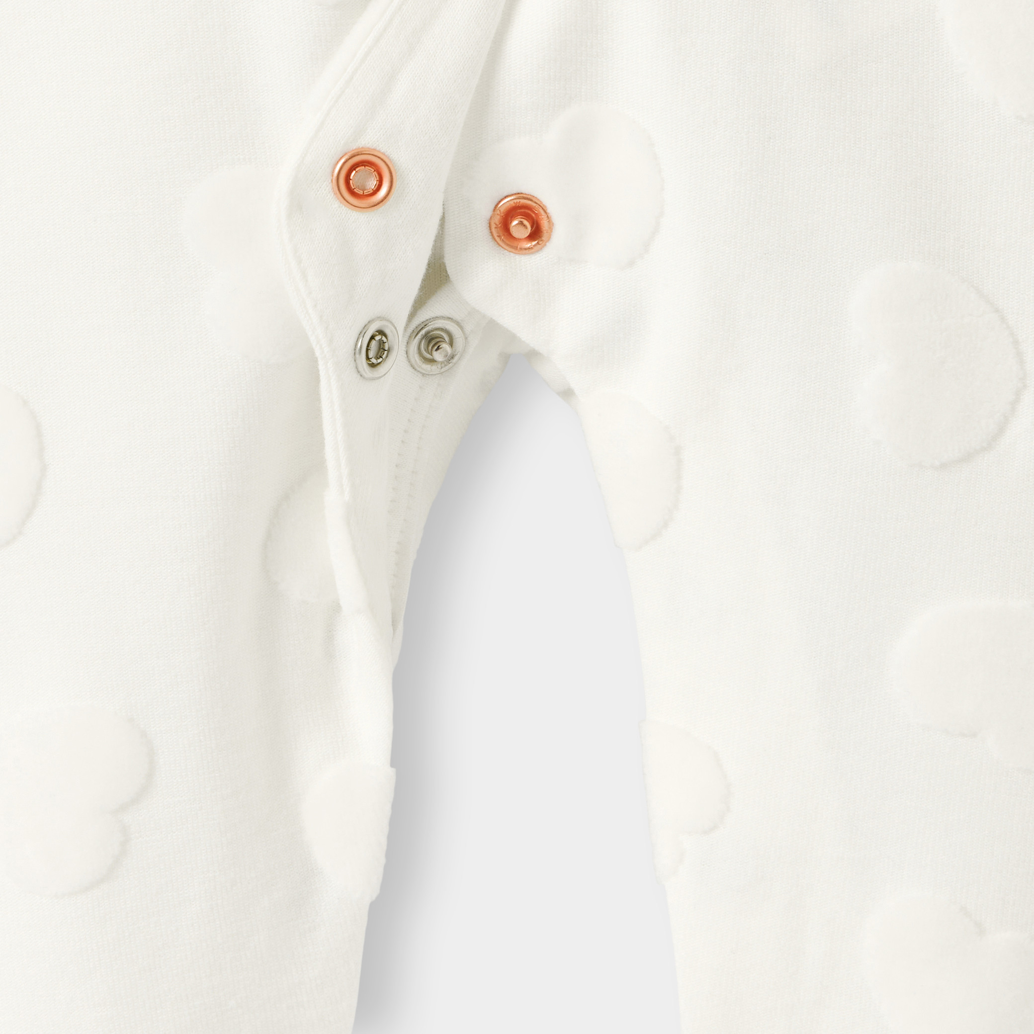 Dors-bien velours coeurs blanc bébé fille - Blanc écru