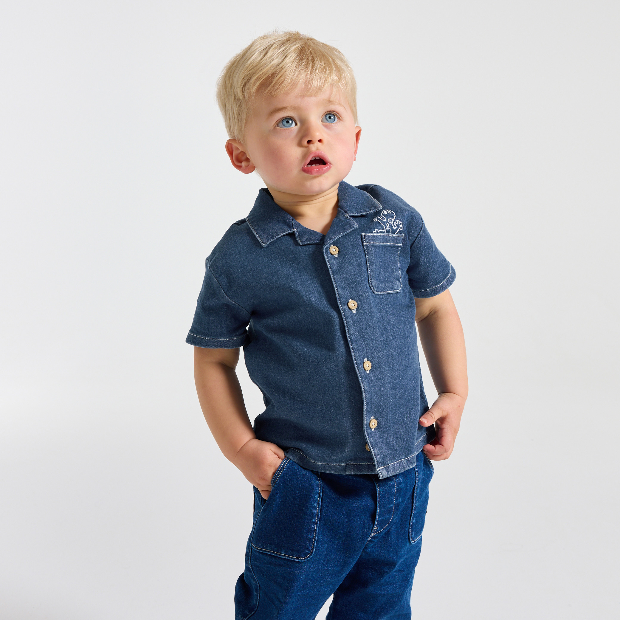 Chemise en denim bleu bébé garçon - Chambray Bleu