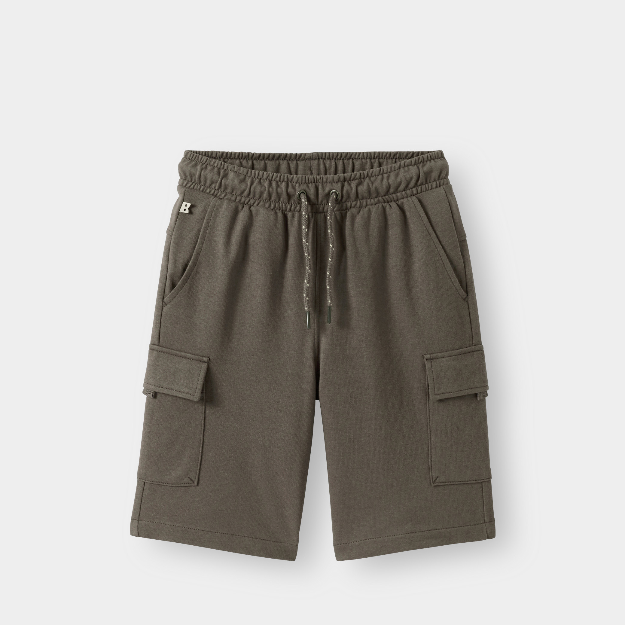 Bermuda cargo molleton kaki garçon - Gris Zinc