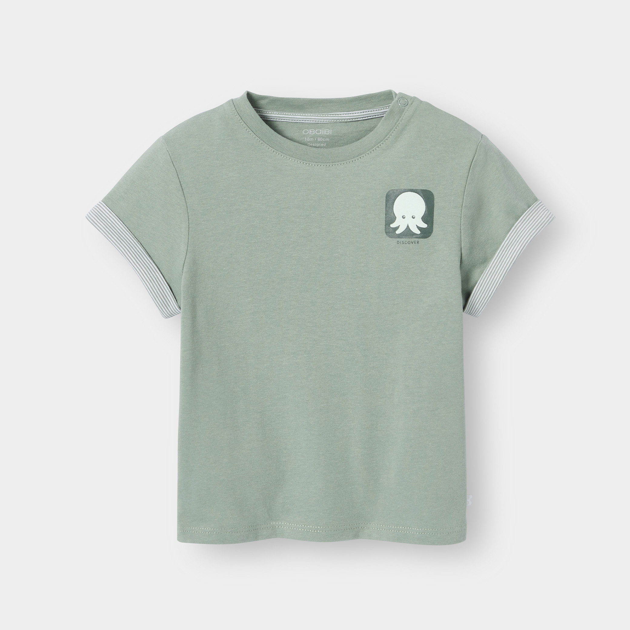 T-shirt à motif bleu bébé garçon - Vert olivier