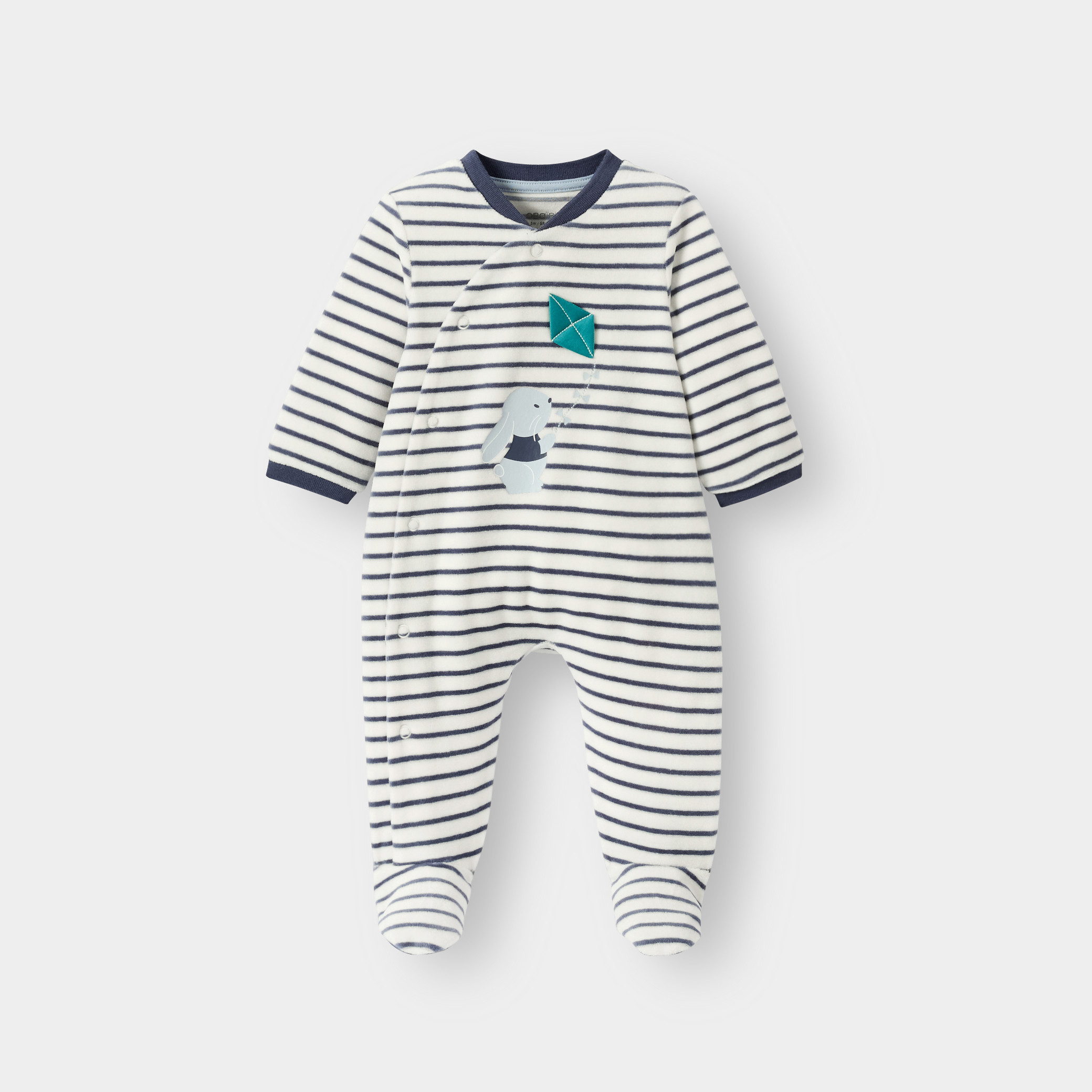 Pyjama à rayures bleu bébé garçon - Rayures bleu