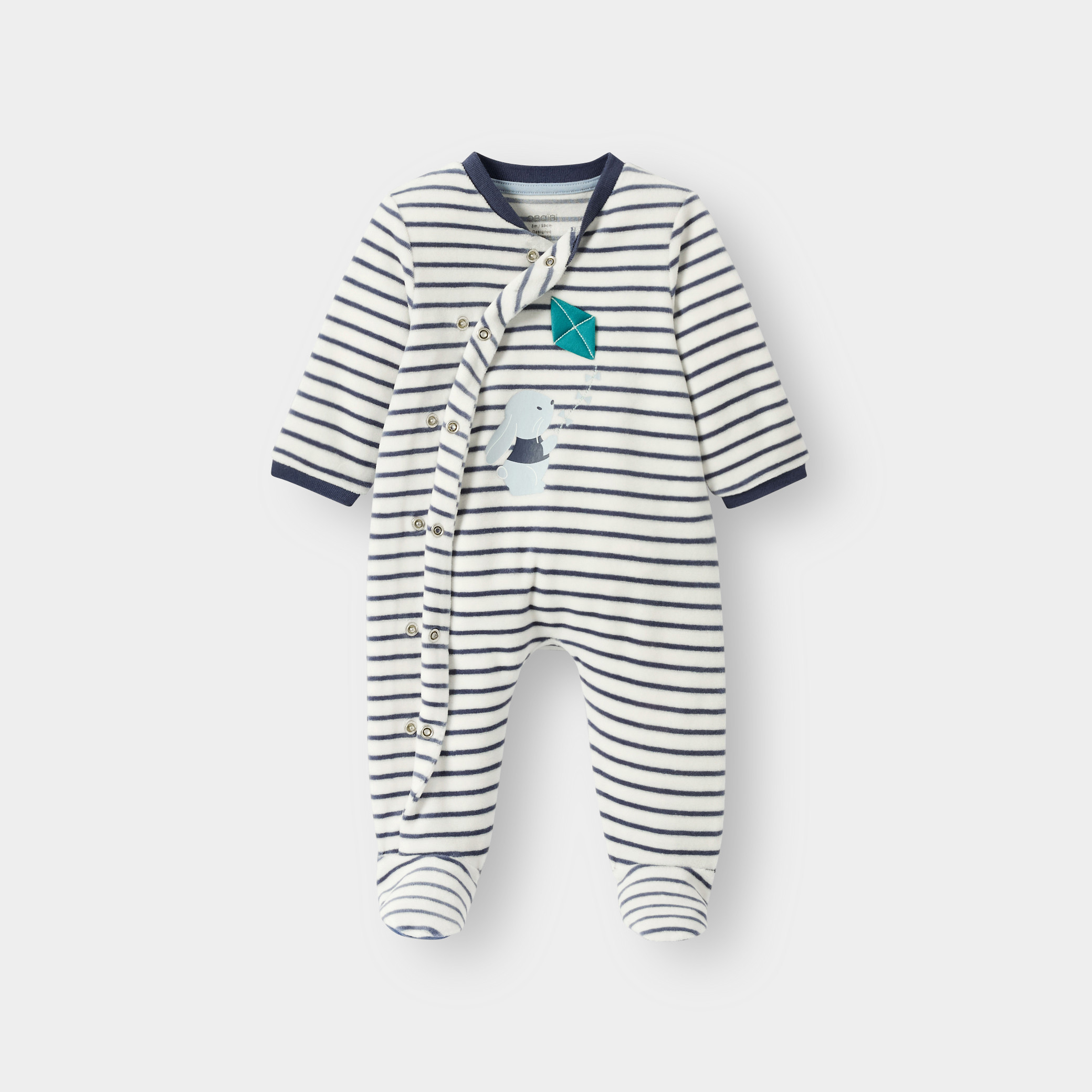 Pyjama à rayures bleu bébé garçon - Rayures bleu