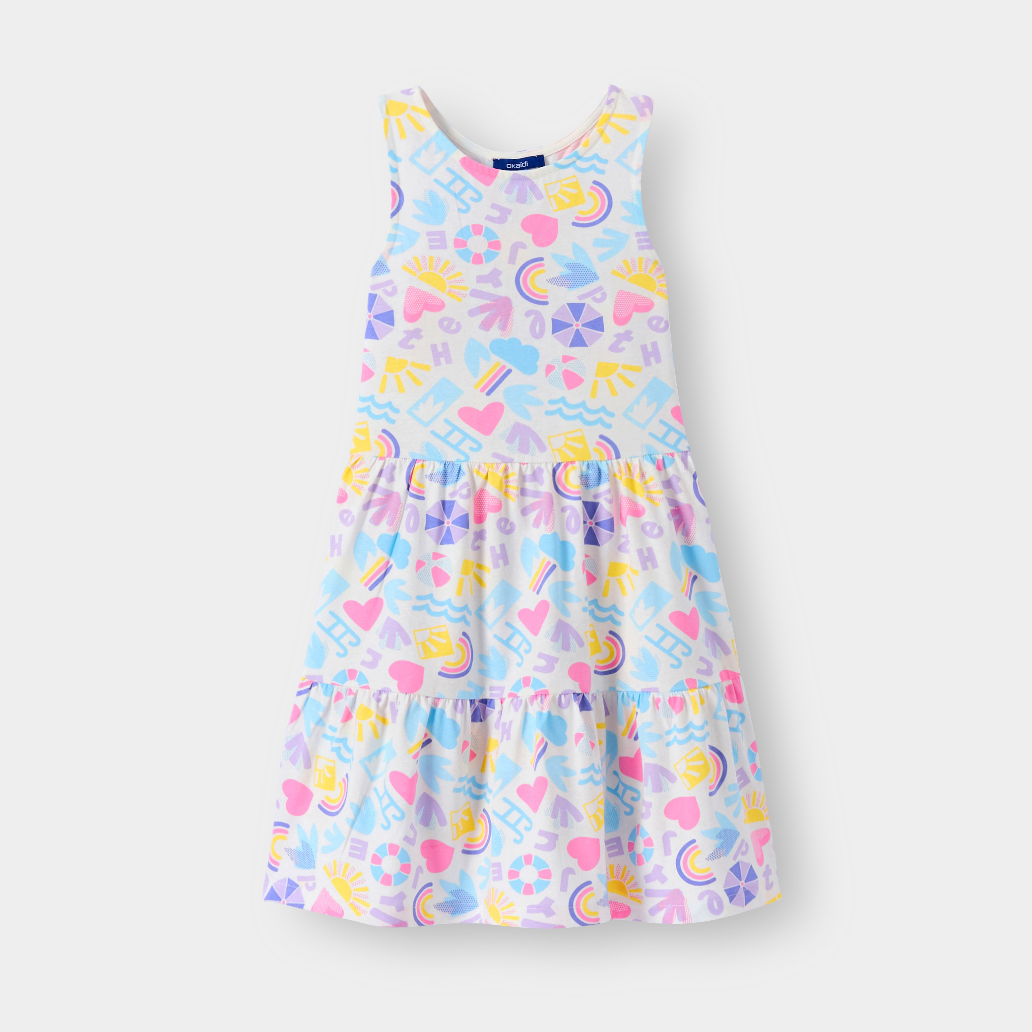 Robe rose sans manches fille - Imprimé multicolore