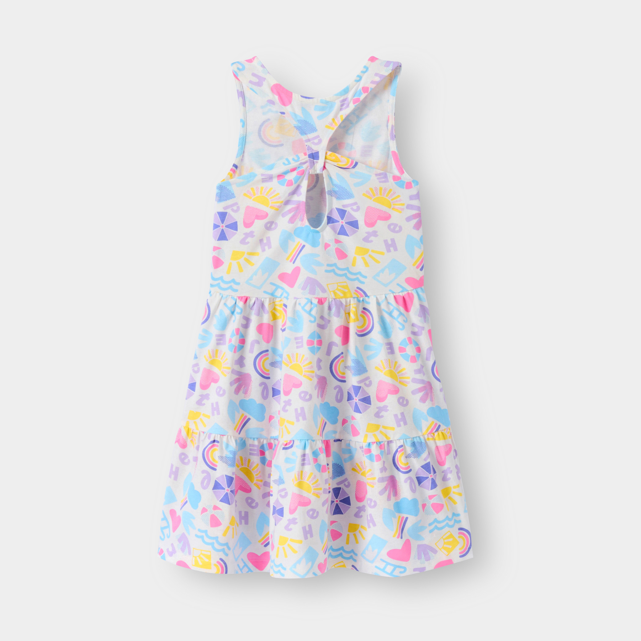 Robe rose sans manches fille - Imprimé multicolore