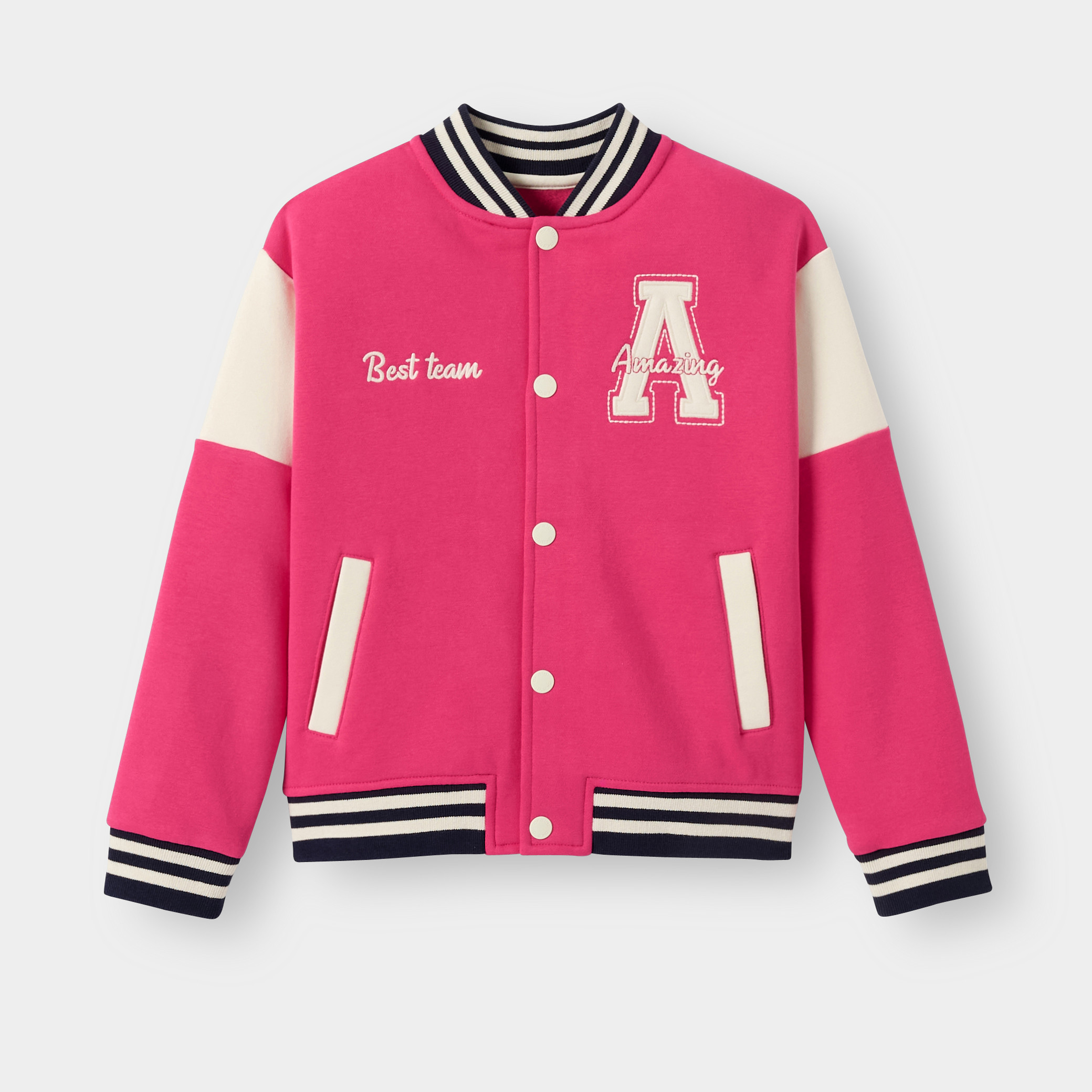 Blouson teddy molleton vert fille - Rose candy