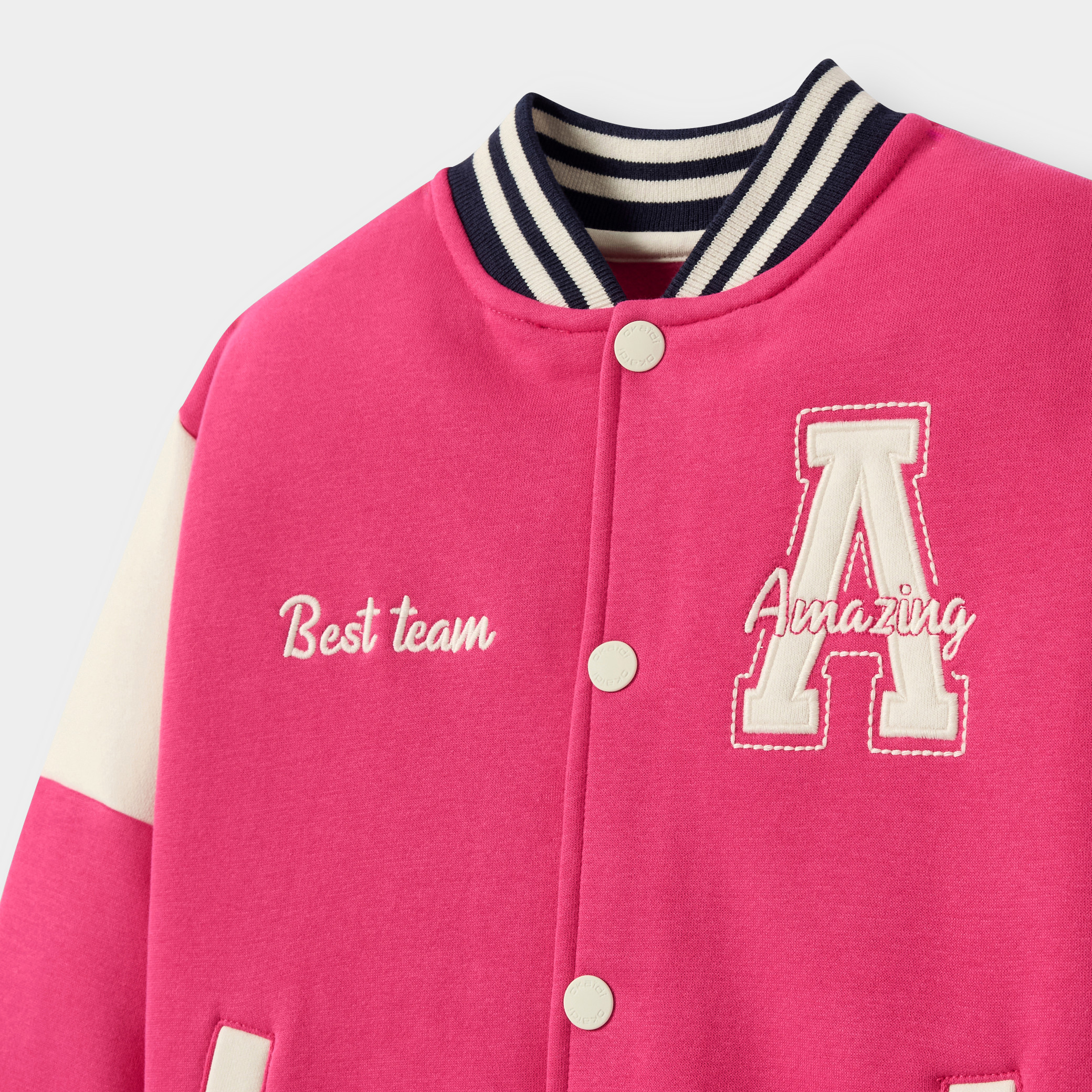 Blouson teddy molleton vert fille - Rose candy