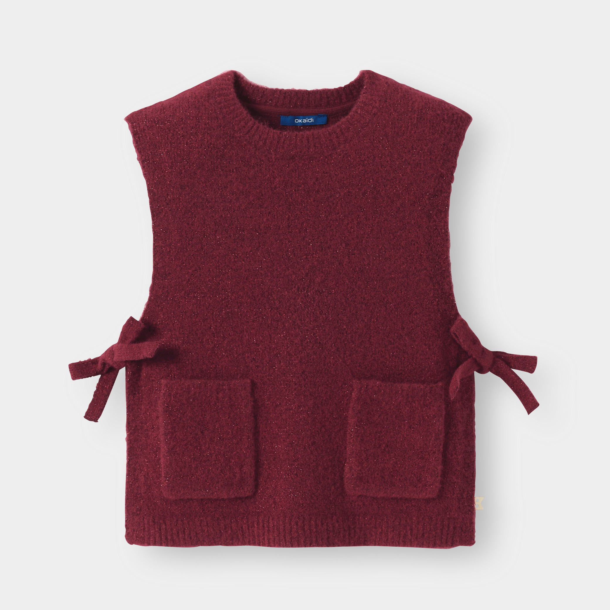 Pull sans manches maille bordeaux fille - Rose Valériane