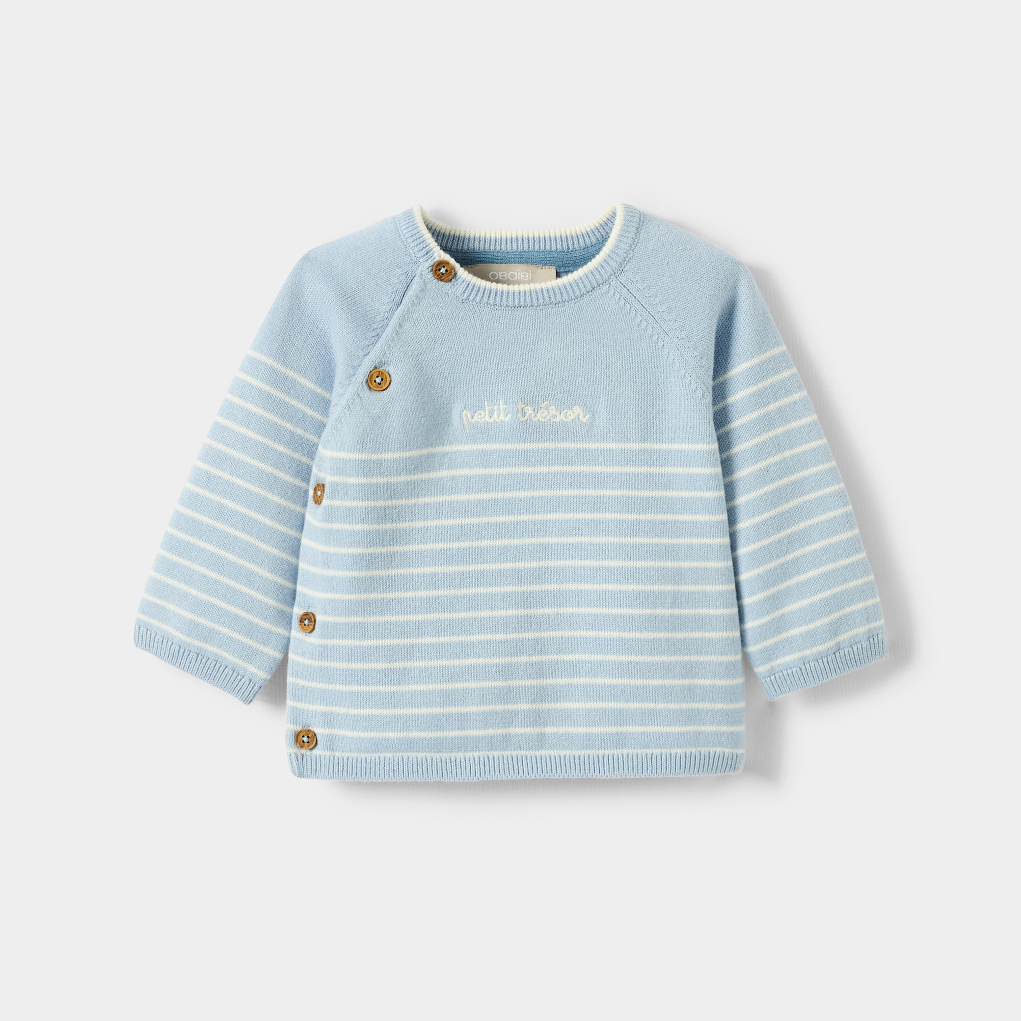Pull et pantalon maille tricot bleu bébé garçon - Bleu ciel