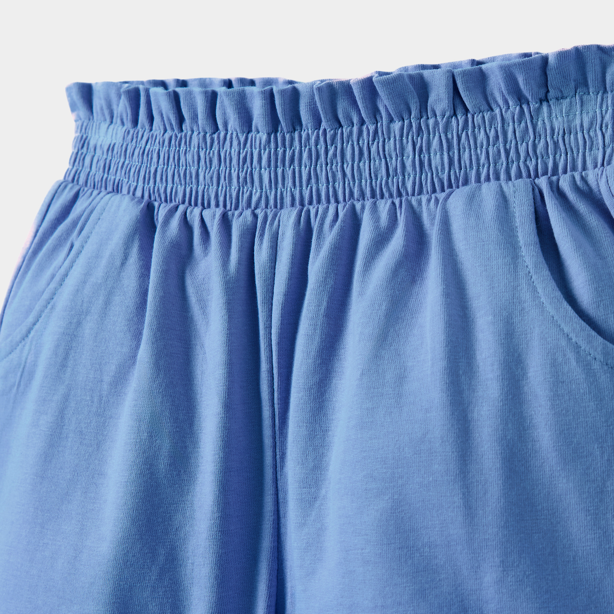 Short violet taille élastiquée fille - Bleu horizon