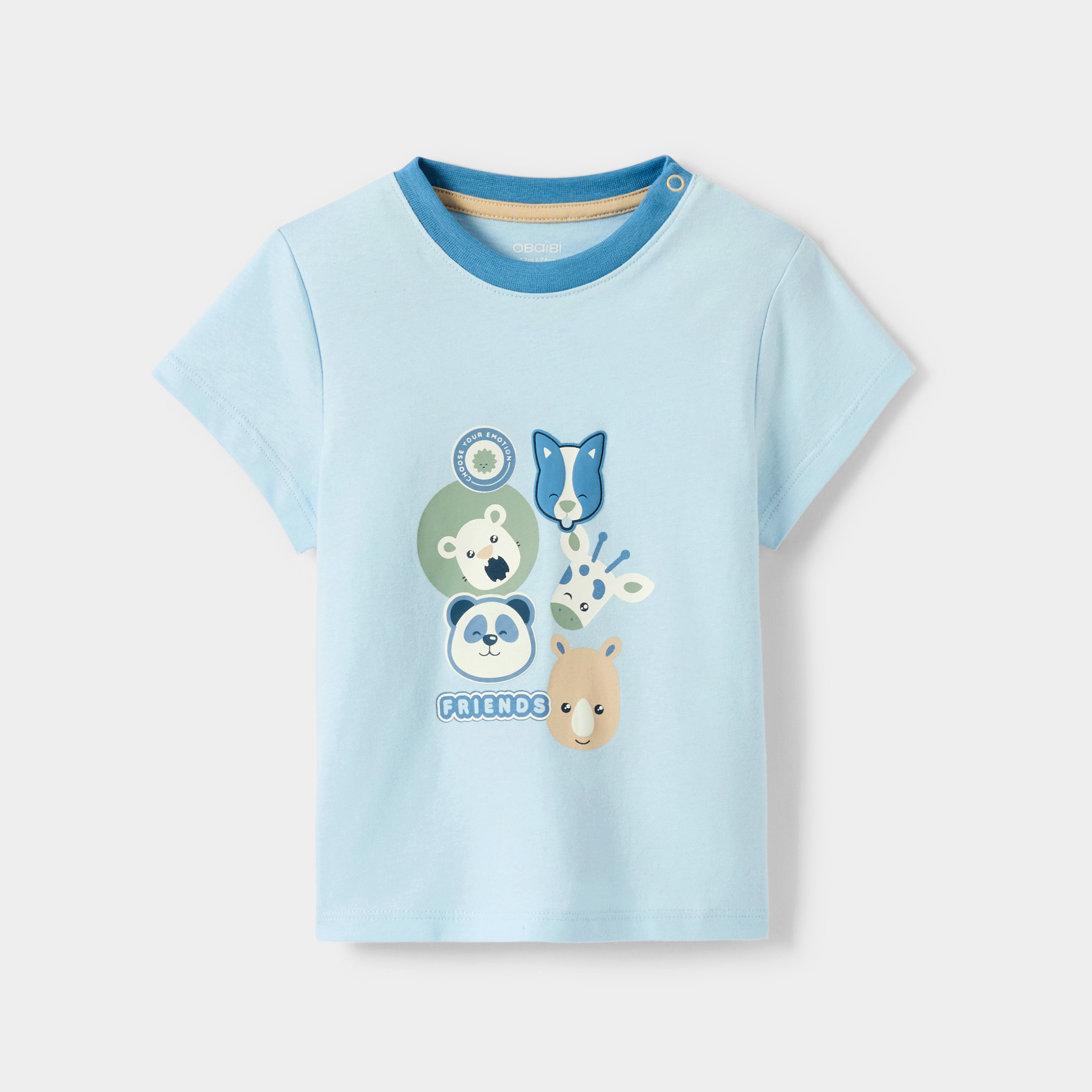 T-shirt animaux blanc bébé garçon - Bleu Pastel