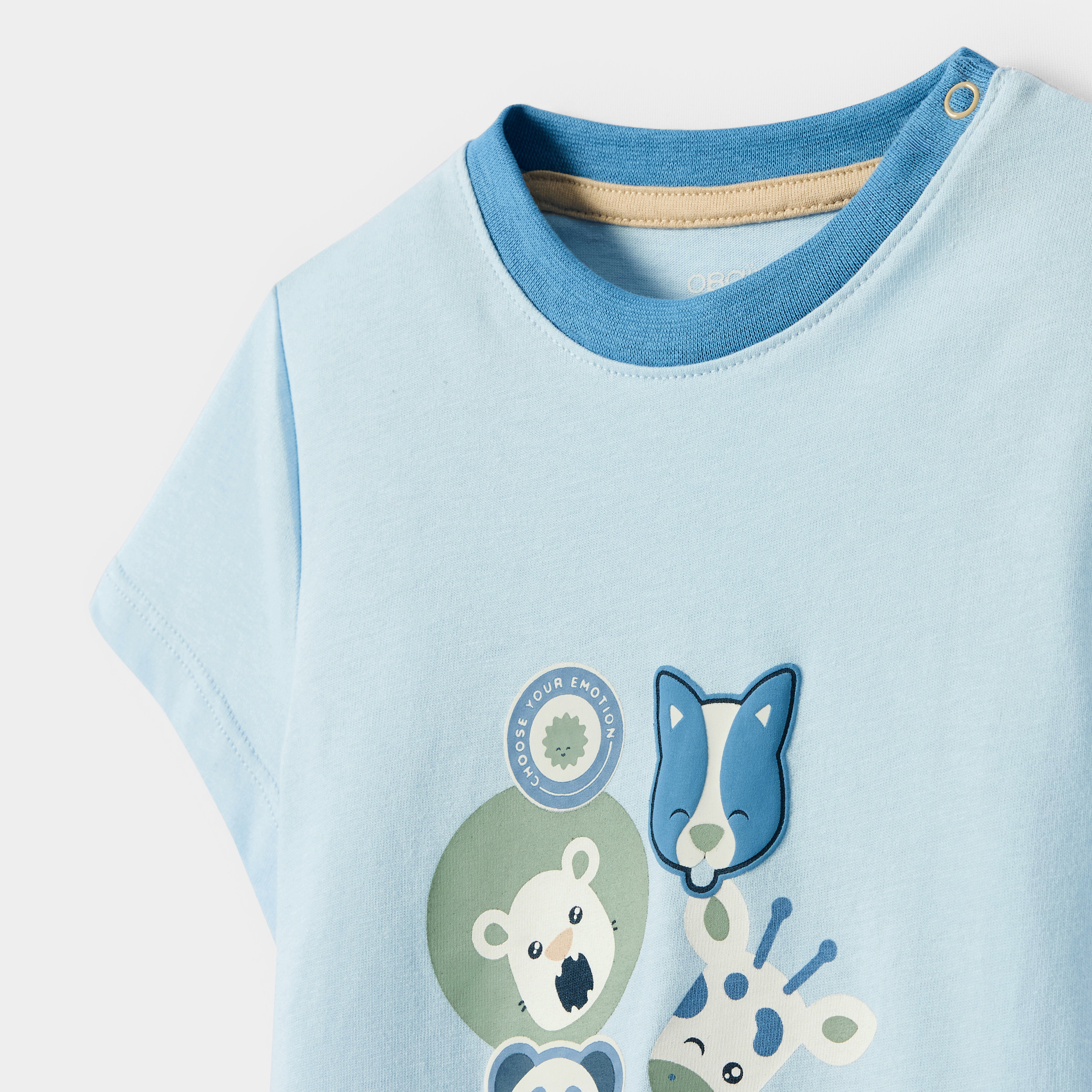 T-shirt animaux blanc bébé garçon - Bleu Pastel