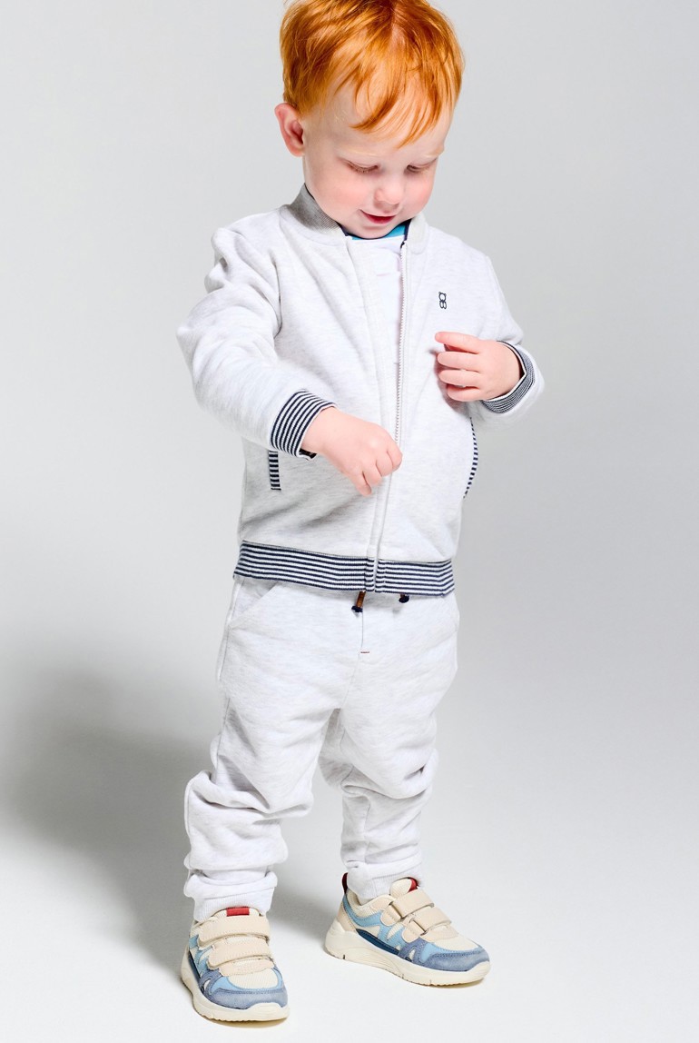 Pantalon jogging vert bébé garçon - Ecru chiné