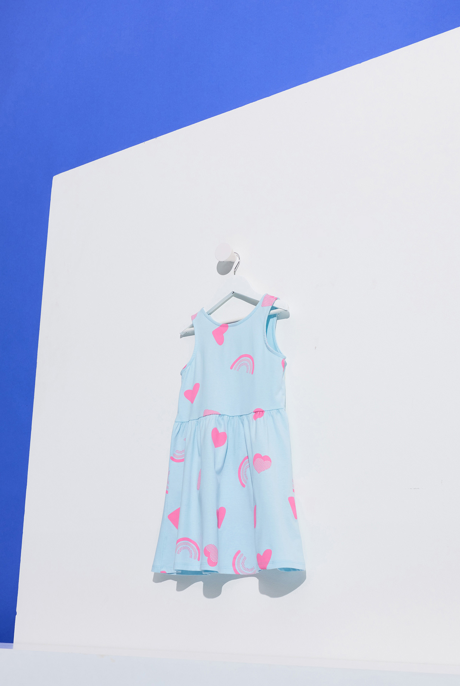 Robe bleue à motif fille - Imprimé bleu
