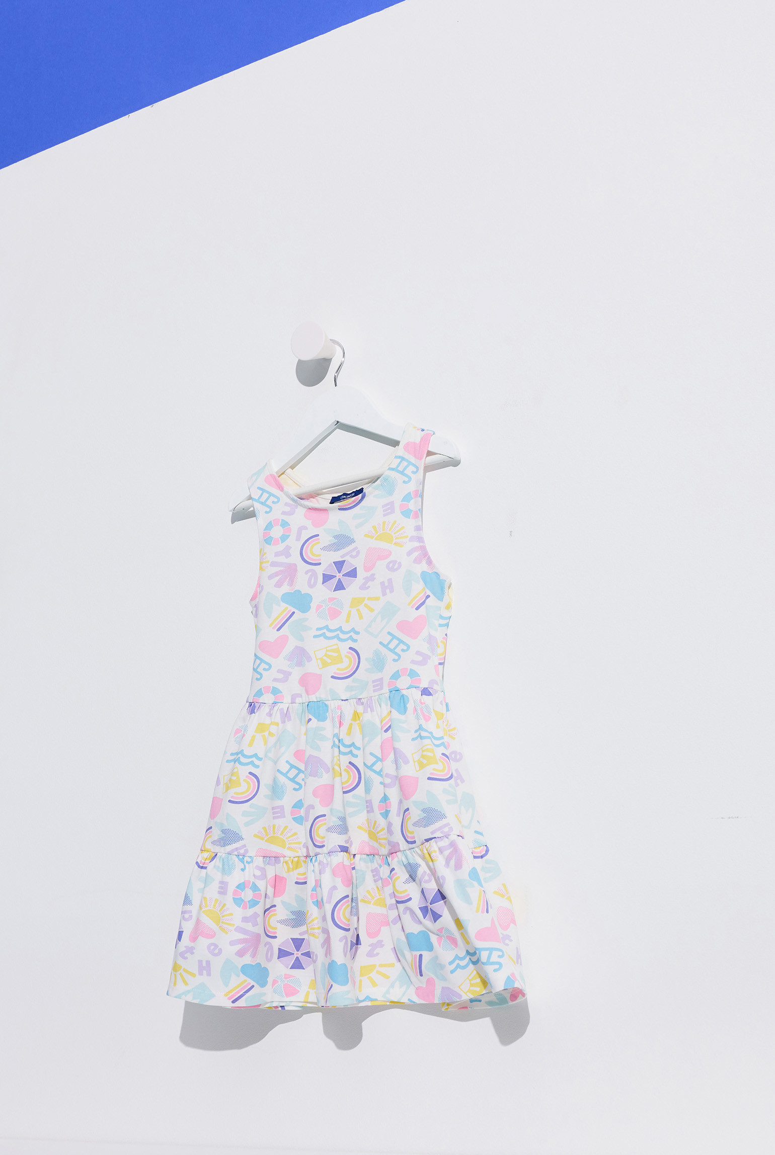 Robe rose sans manches fille - Imprimé multicolore