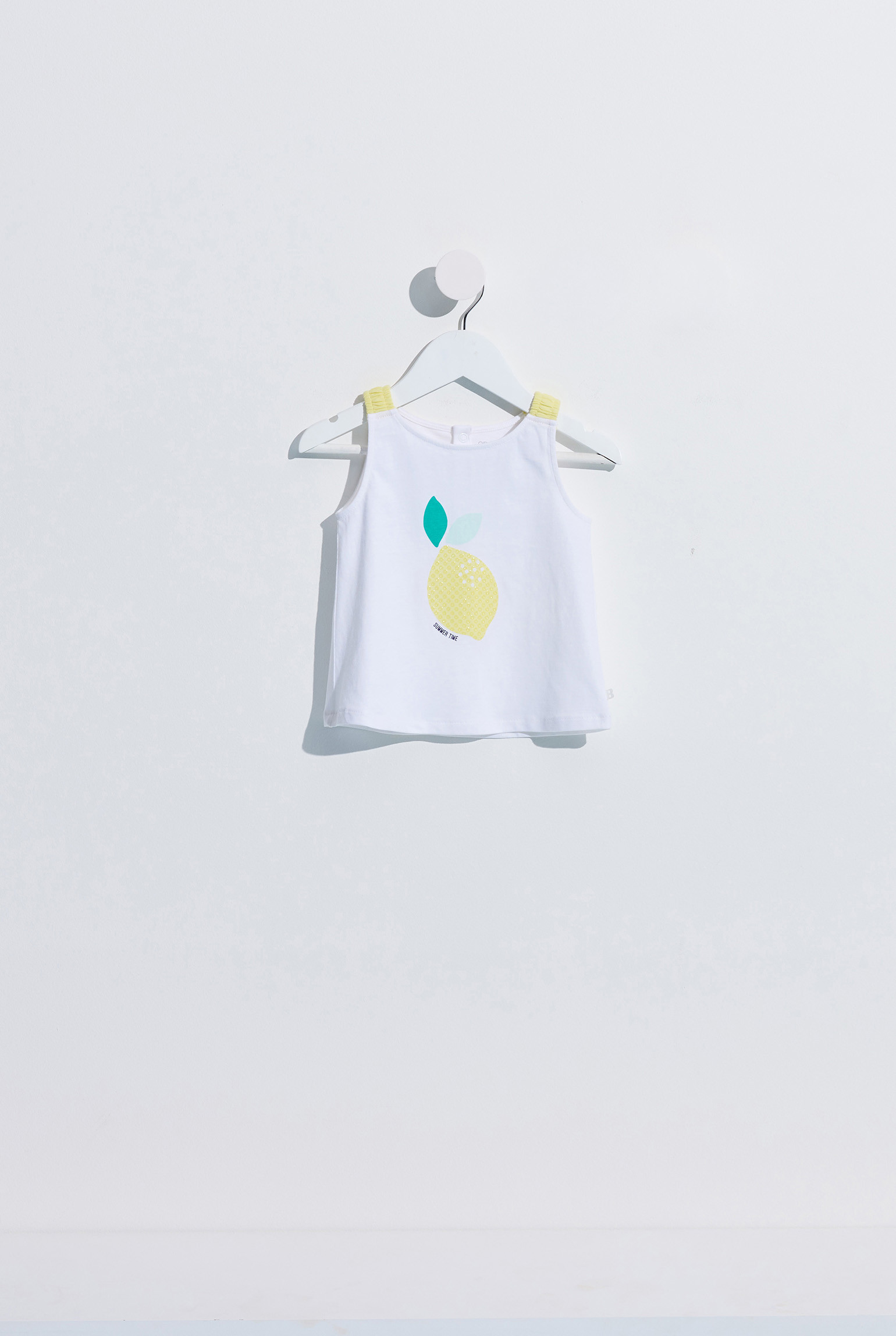 Débardeur blanc motif pomme bébé fille - Jaune