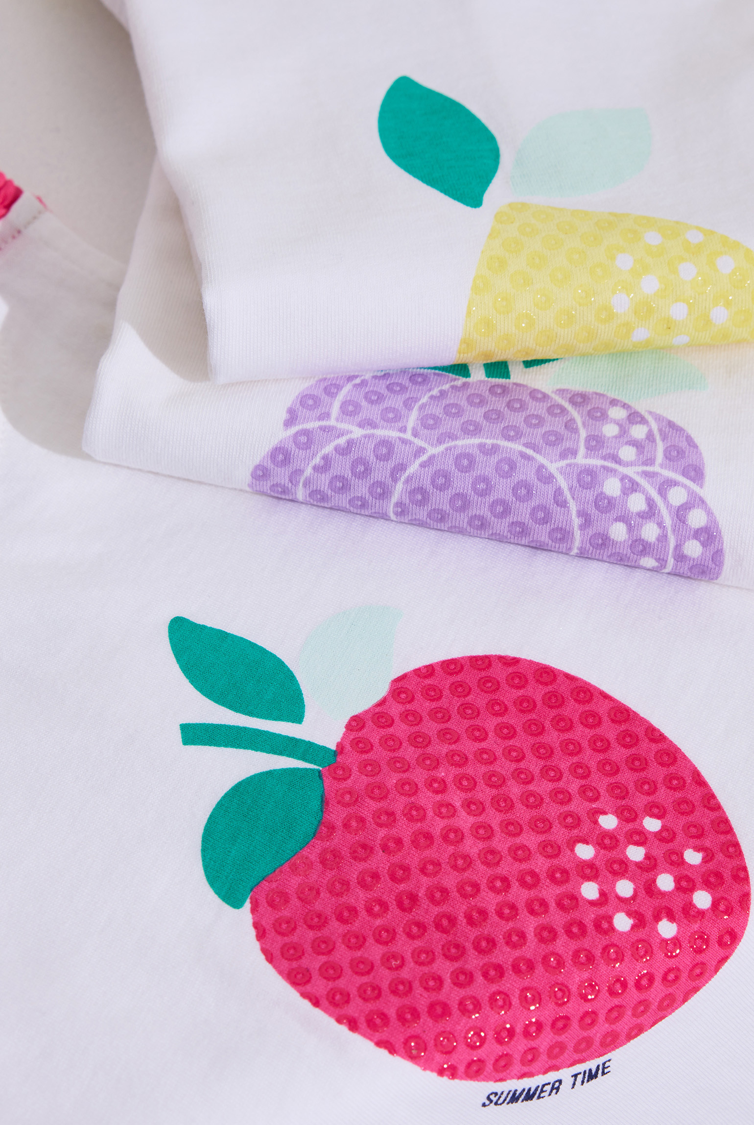 Débardeur blanc motif pomme bébé fille - Rose Fonce