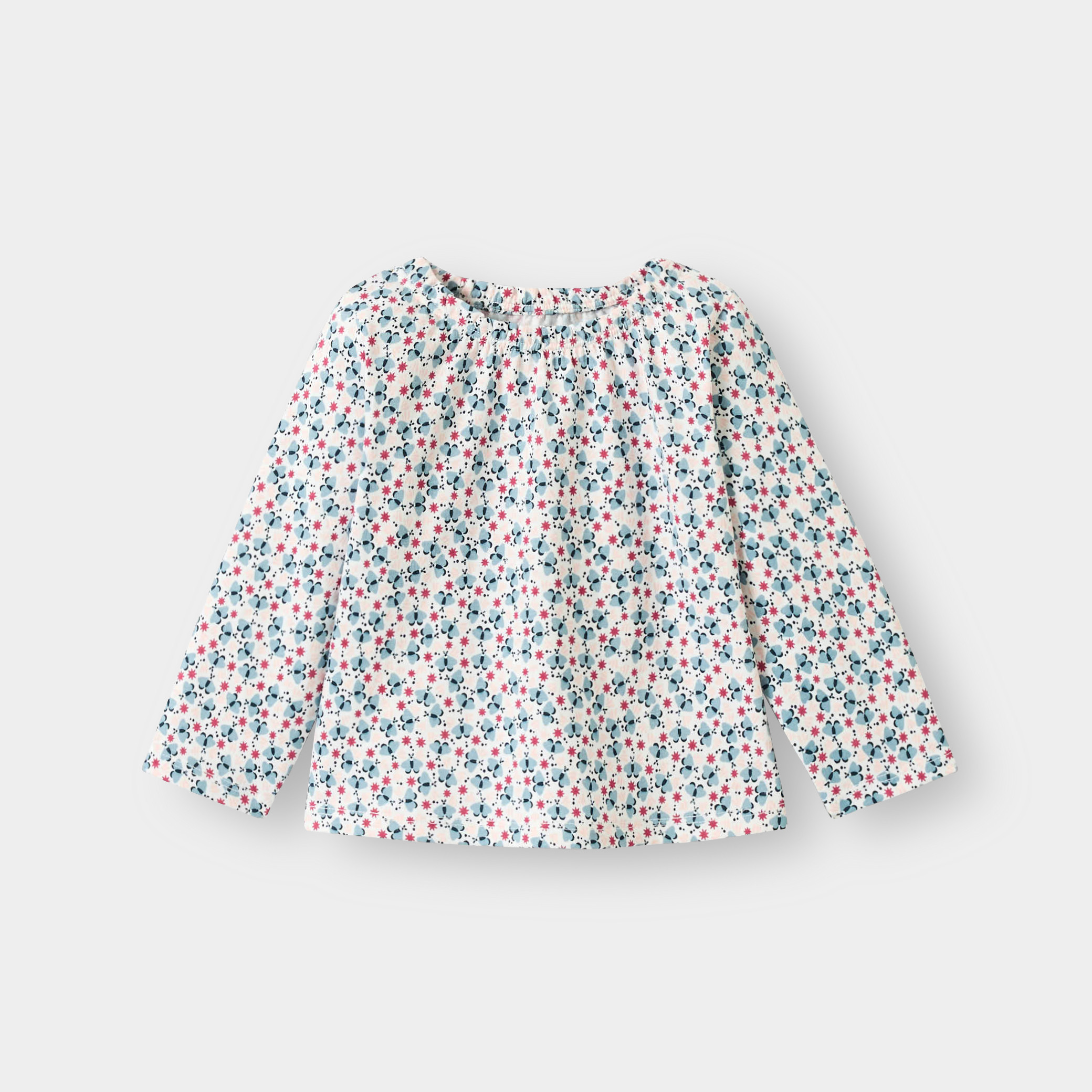 Blouse papillons bleu bébé fille - Imprimé bleu
