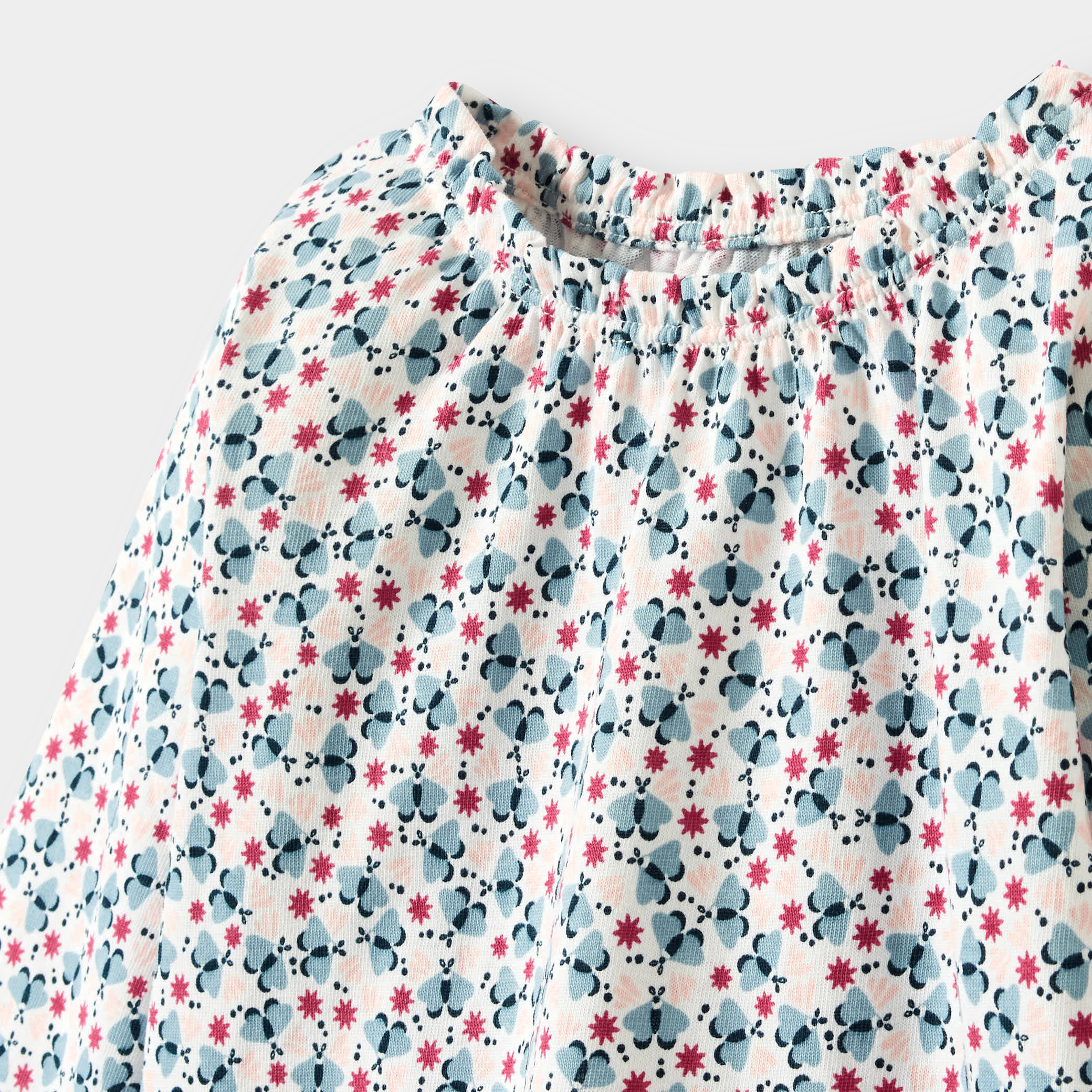 Blouse papillons bleu bébé fille - Imprimé bleu