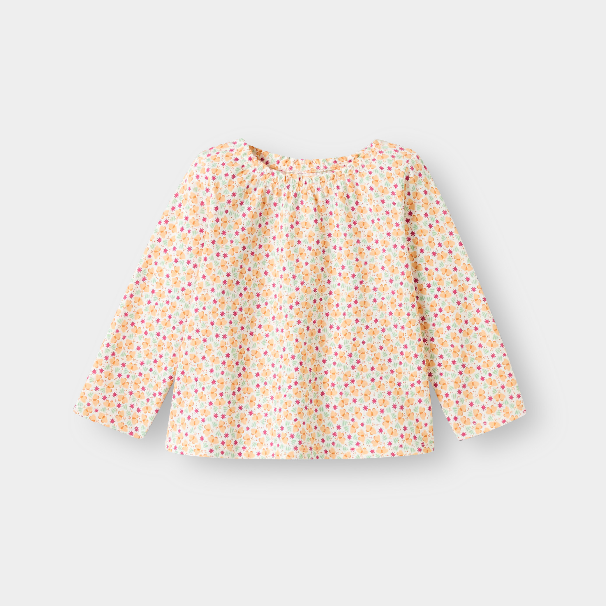 Blouse papillons jaune bébé fille - Rose dragée