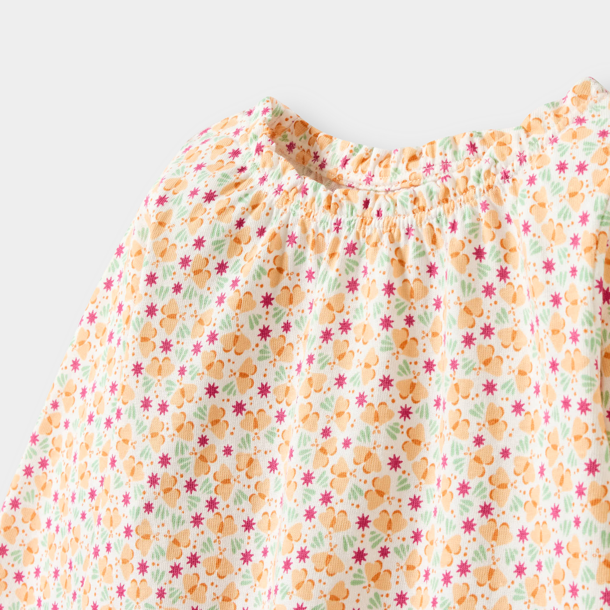 Blouse papillons jaune bébé fille - Rose dragée