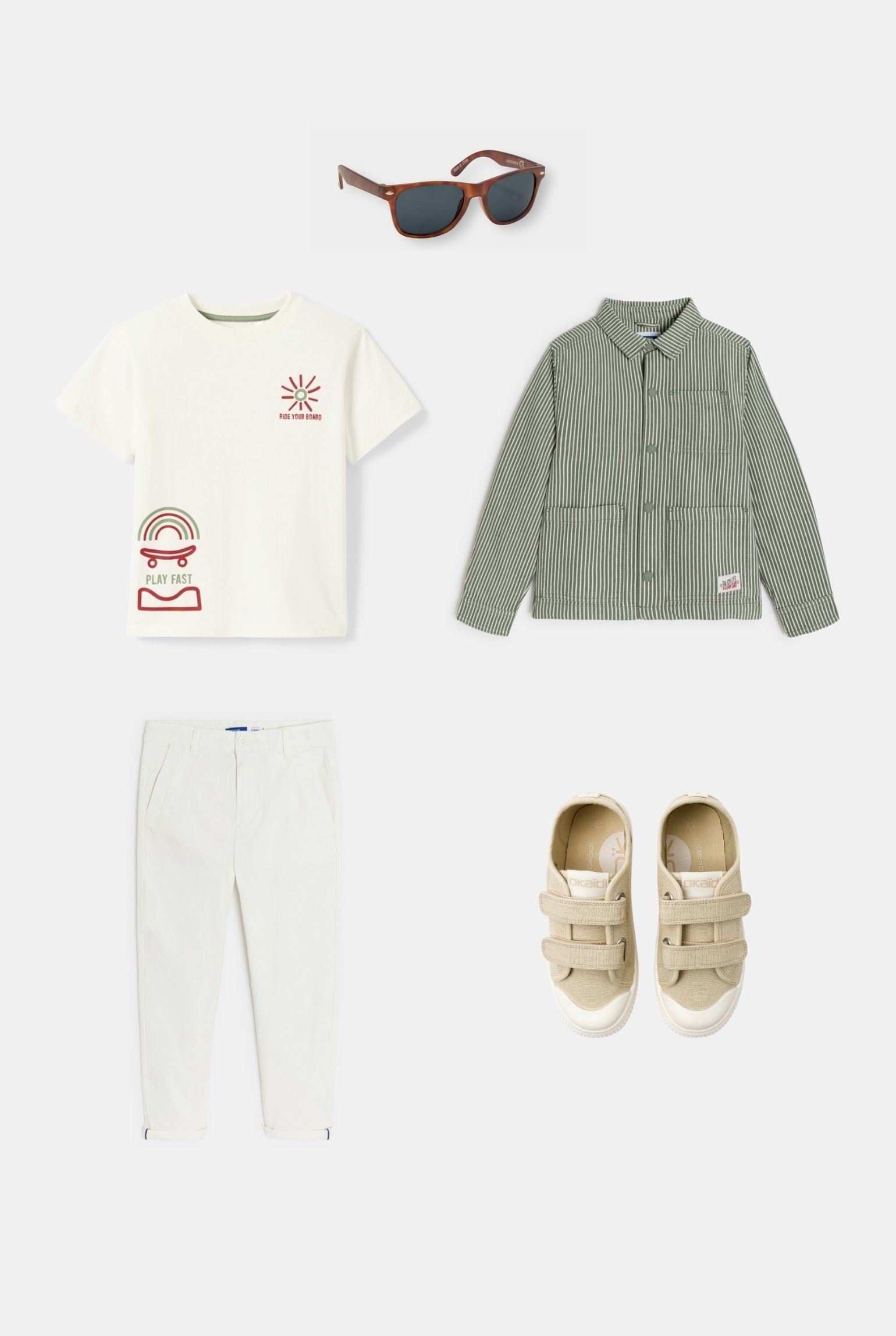 Pantalon chino uni blanc Garçon - Blanc