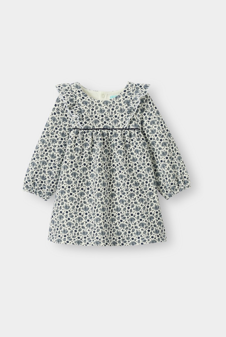 Robe imprimée bleu bébé fille - Imprimé bleu