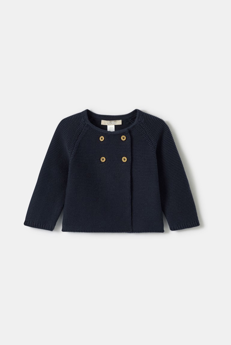 Gilet manches longues bleu nuit bébé fille - Bleu nuit