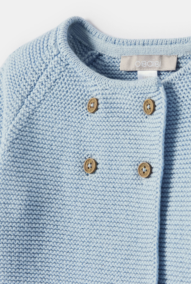 Gilet manches longues bleu nuit bébé fille - Bleu ciel