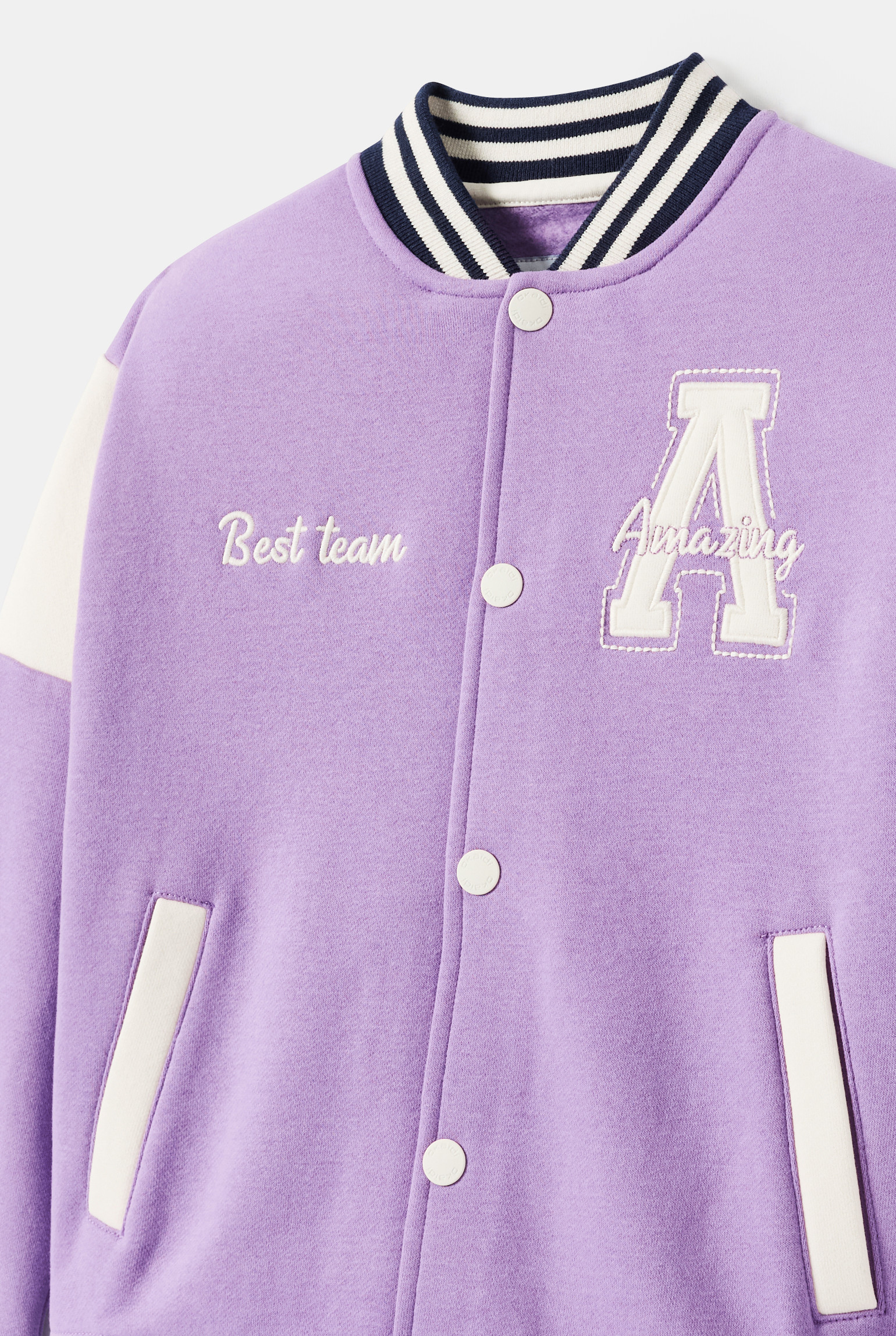 Blouson teddy molleton vert fille - Violet Orchidée