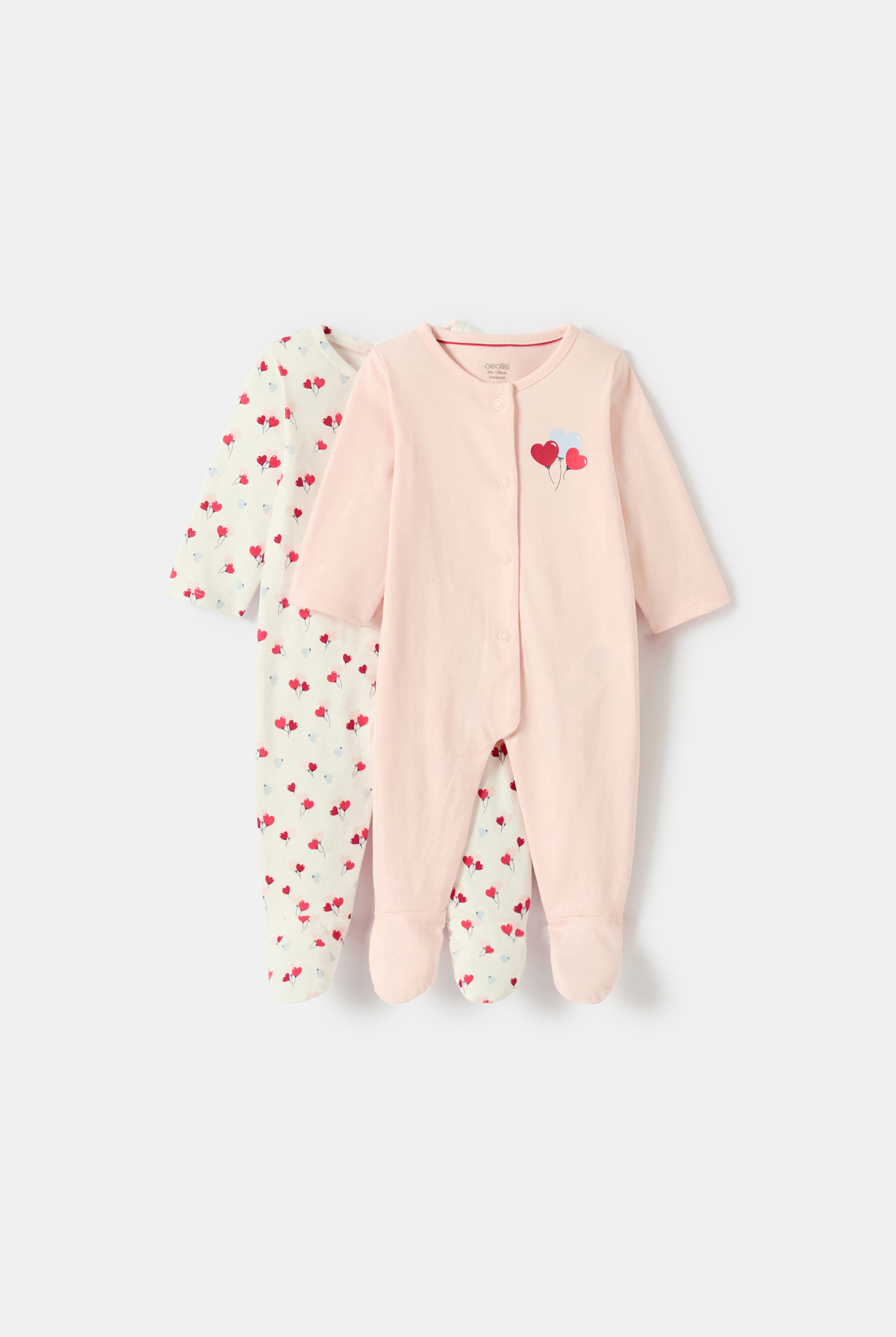 Dors-bien coeur rose bébé fille (lot de 2) - Multicolore
