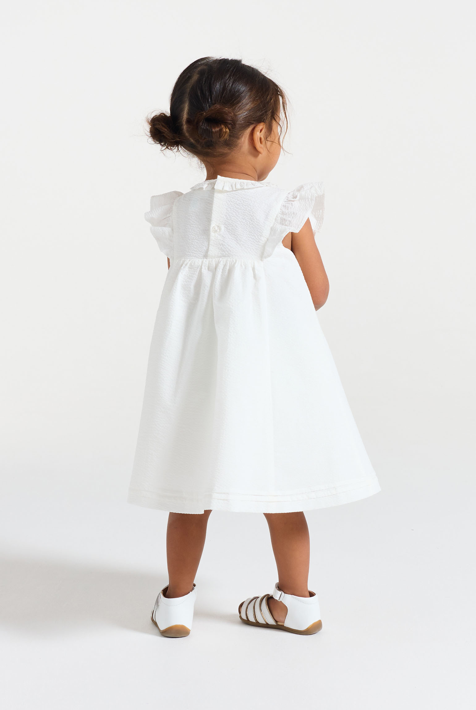 Robe de cérémonie à volants blanc bébé fille - Blanc