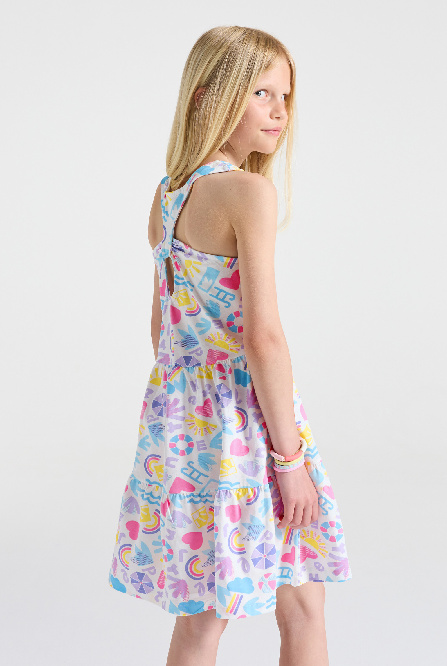 Robe rose sans manches fille - Imprimé multicolore