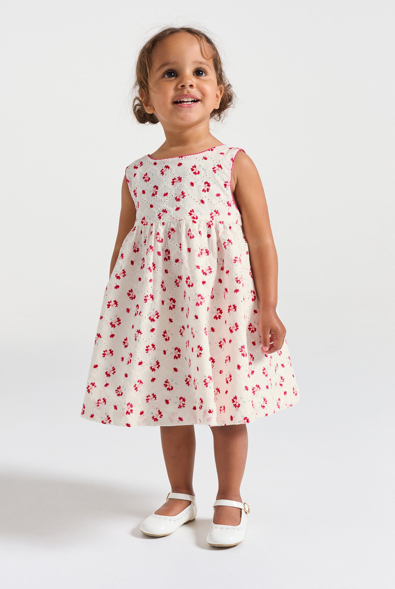 Robe blanche imprimé fleuri bébé fille - Imprimé rose