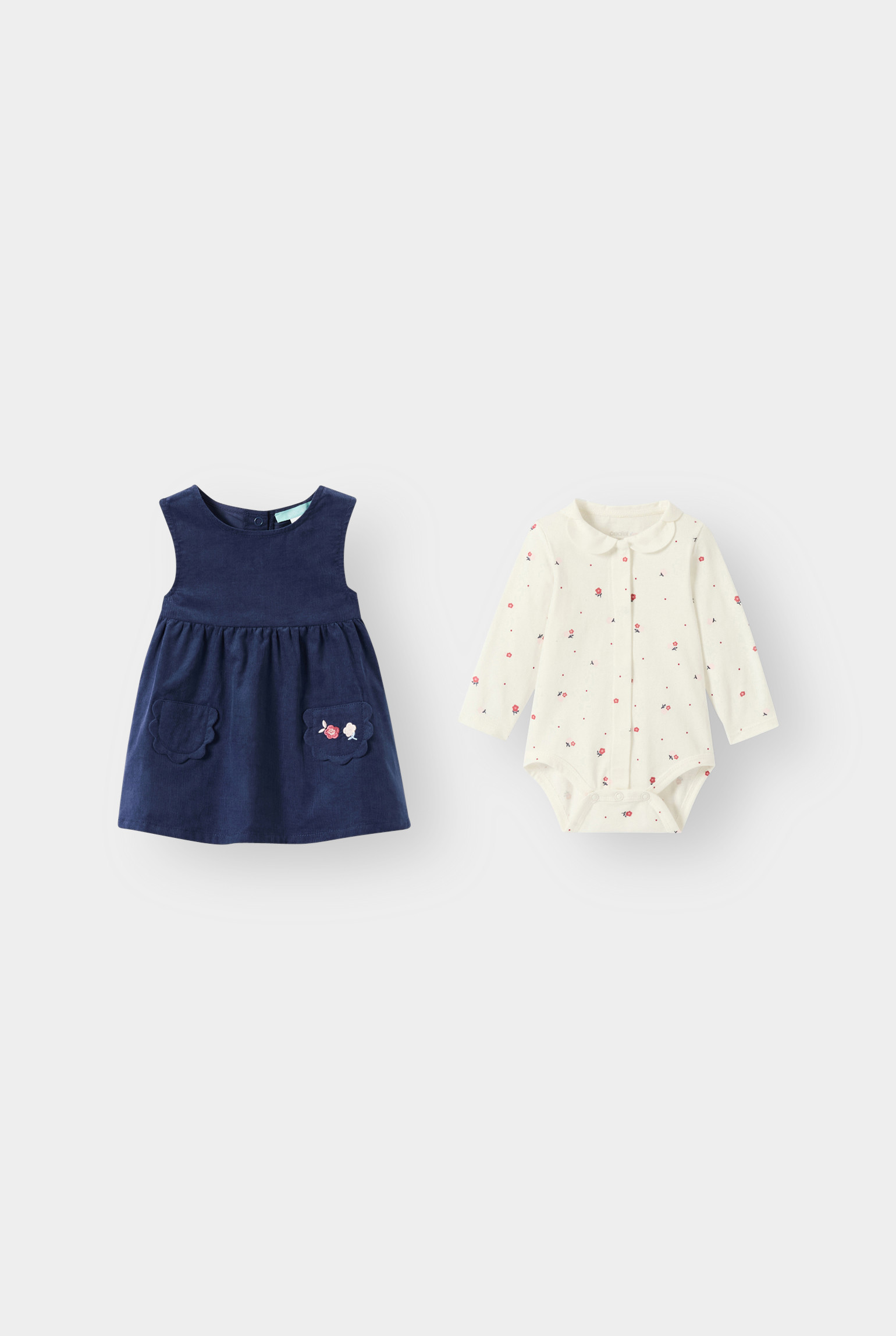 Ensemble robe et body bleu bébé fille - Bleu foncé