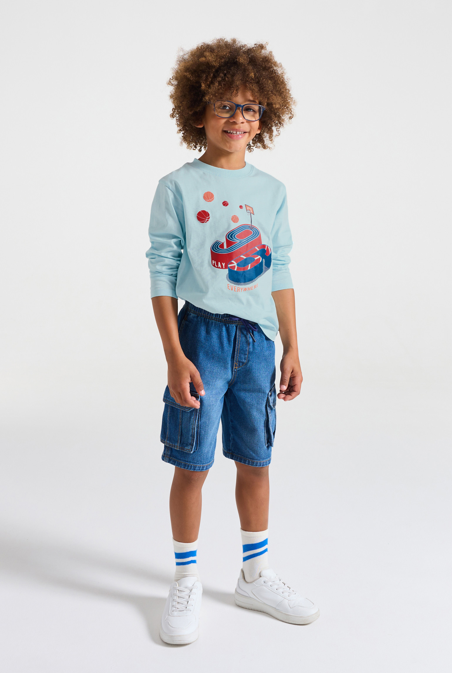 T-shirt manches longues sport bleu garçon - Bleu ciel