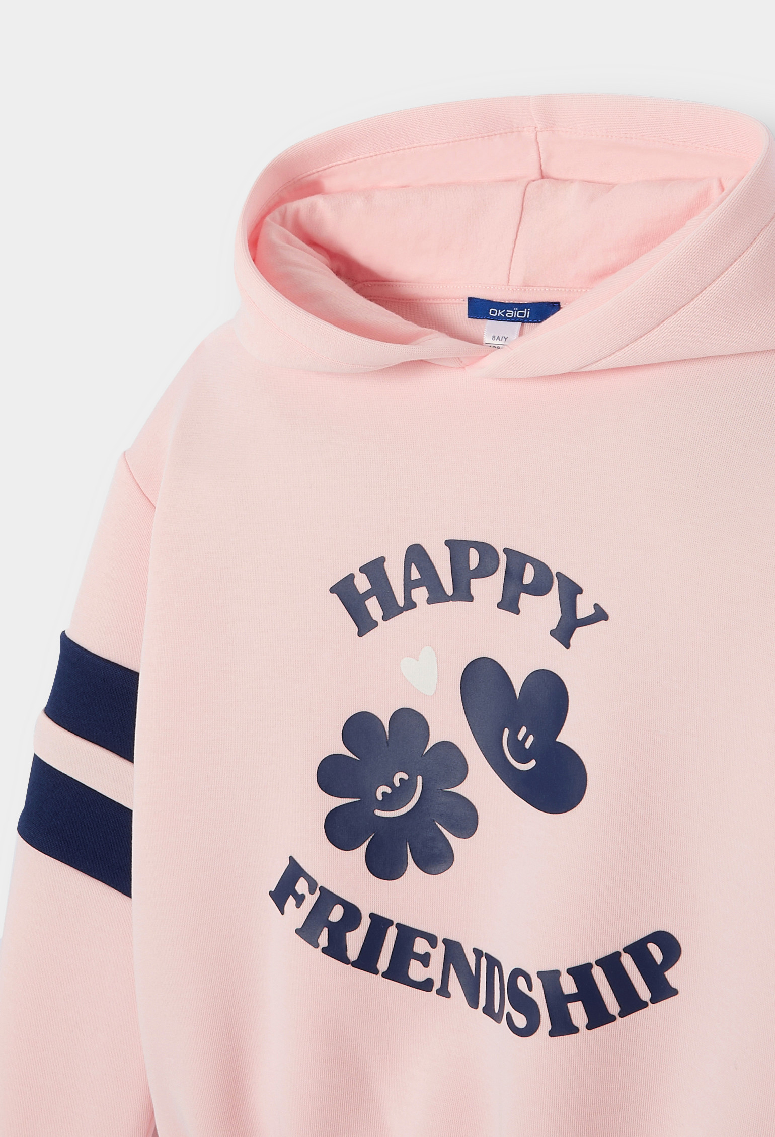 Sweat à capuche vert fille - Rose pâle