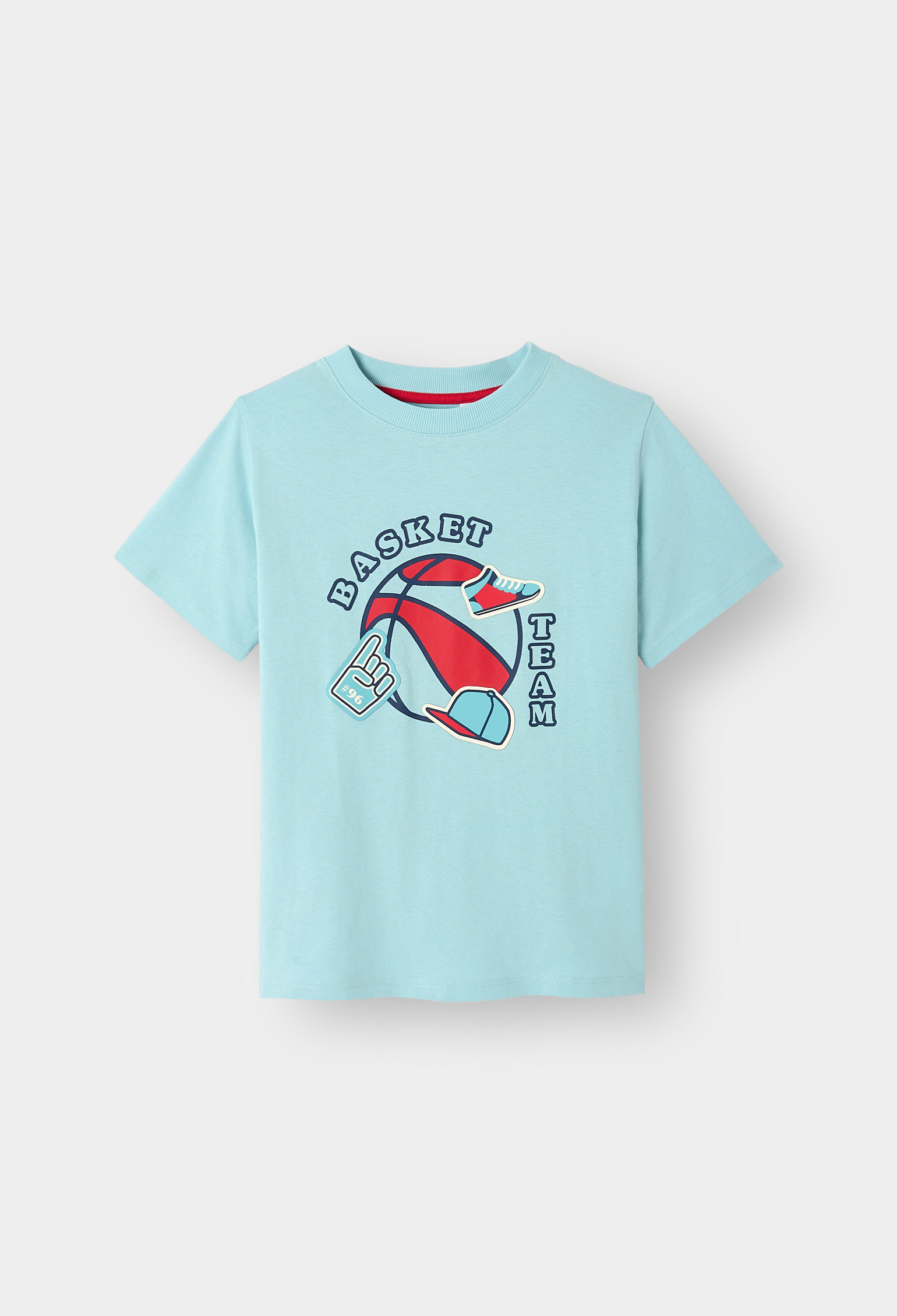 T-shirt blanc à message "Skate crew" garçon - Bleu Clair