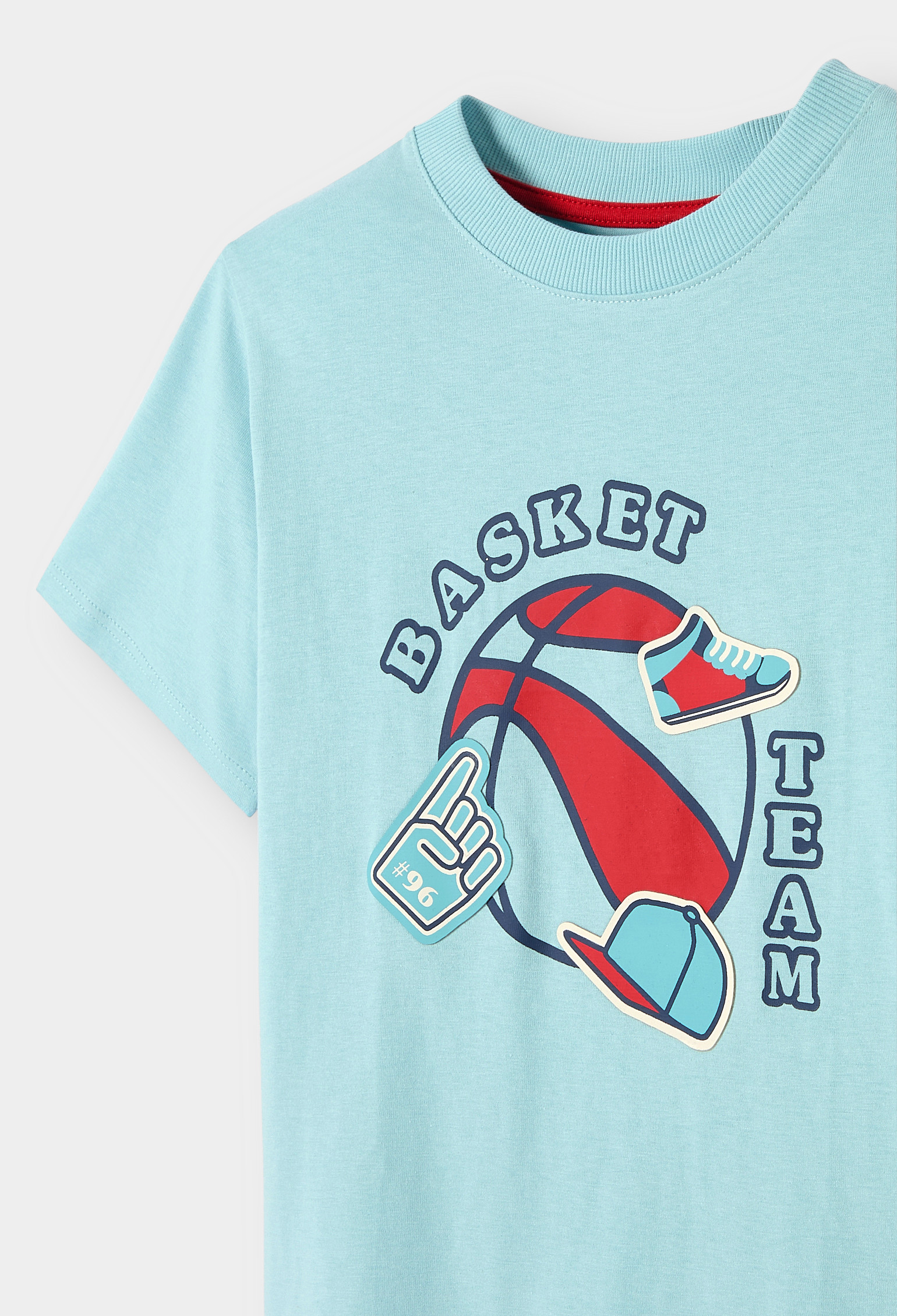 T-shirt blanc à message "Skate crew" garçon - Bleu Clair