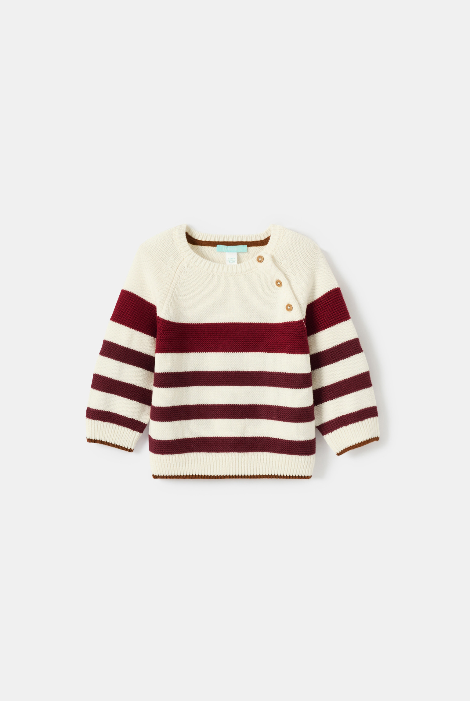 Pull maille tricot rayé bordeaux bébé garçon - Rayures rouge