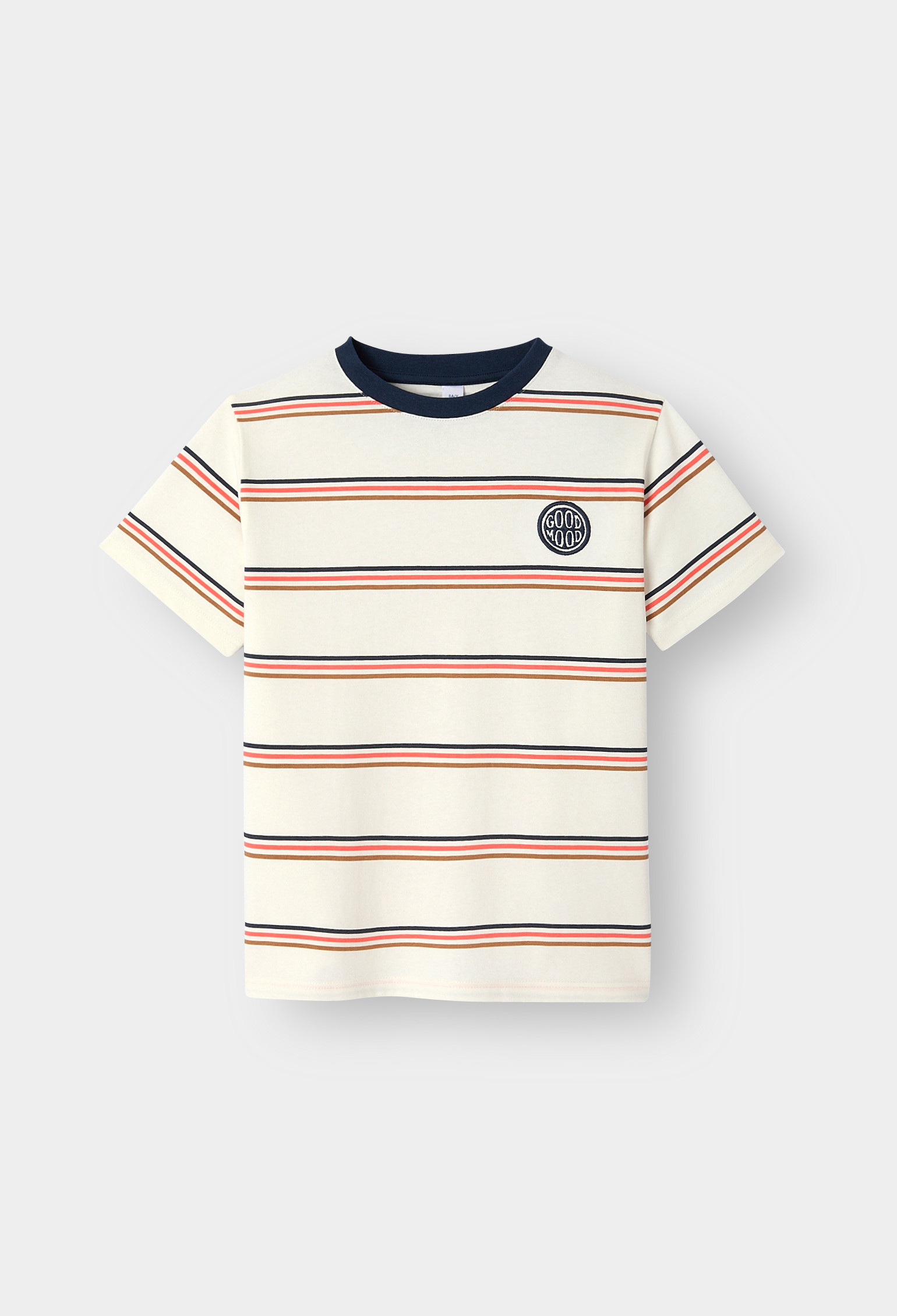 T-shirt rayé blanc garçon - Rayures bleu